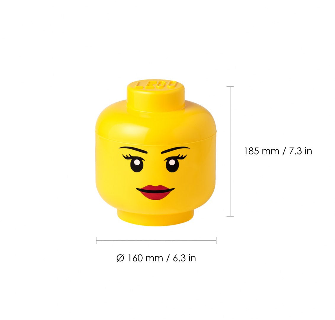 LEGO pojemnik LEGO głowa dziewczynka w żółtym kolorze do przechowywania klocków