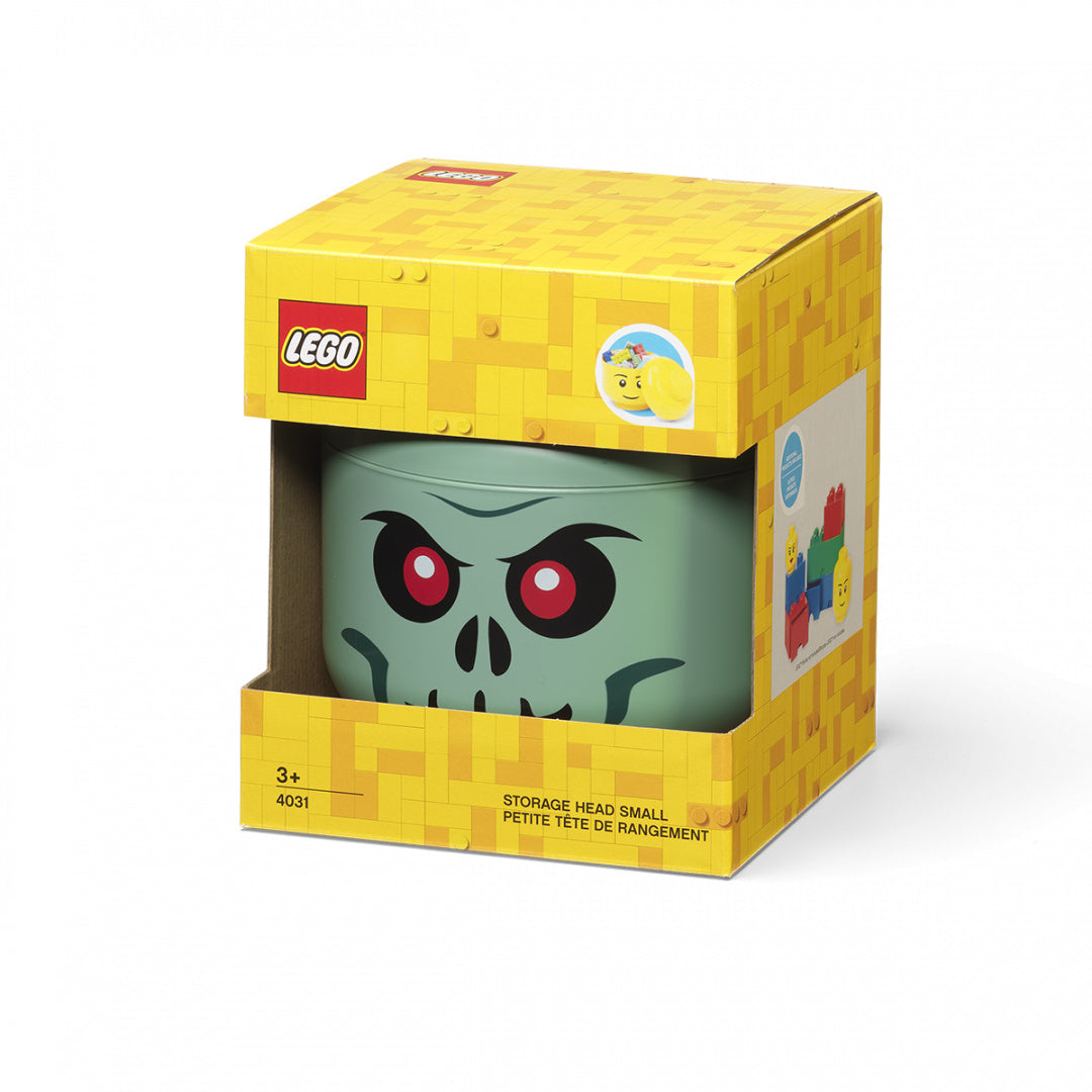 Pojemnik LEGO zombie w kształcie głowy z motywem czaszki w zielonym kolorze w oryginalnym opakowaniu