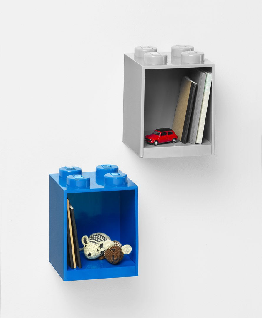 Czarna półka LEGO Brick 4 na ścianę w kształcie klocka do przechowywania zabawek i książek
