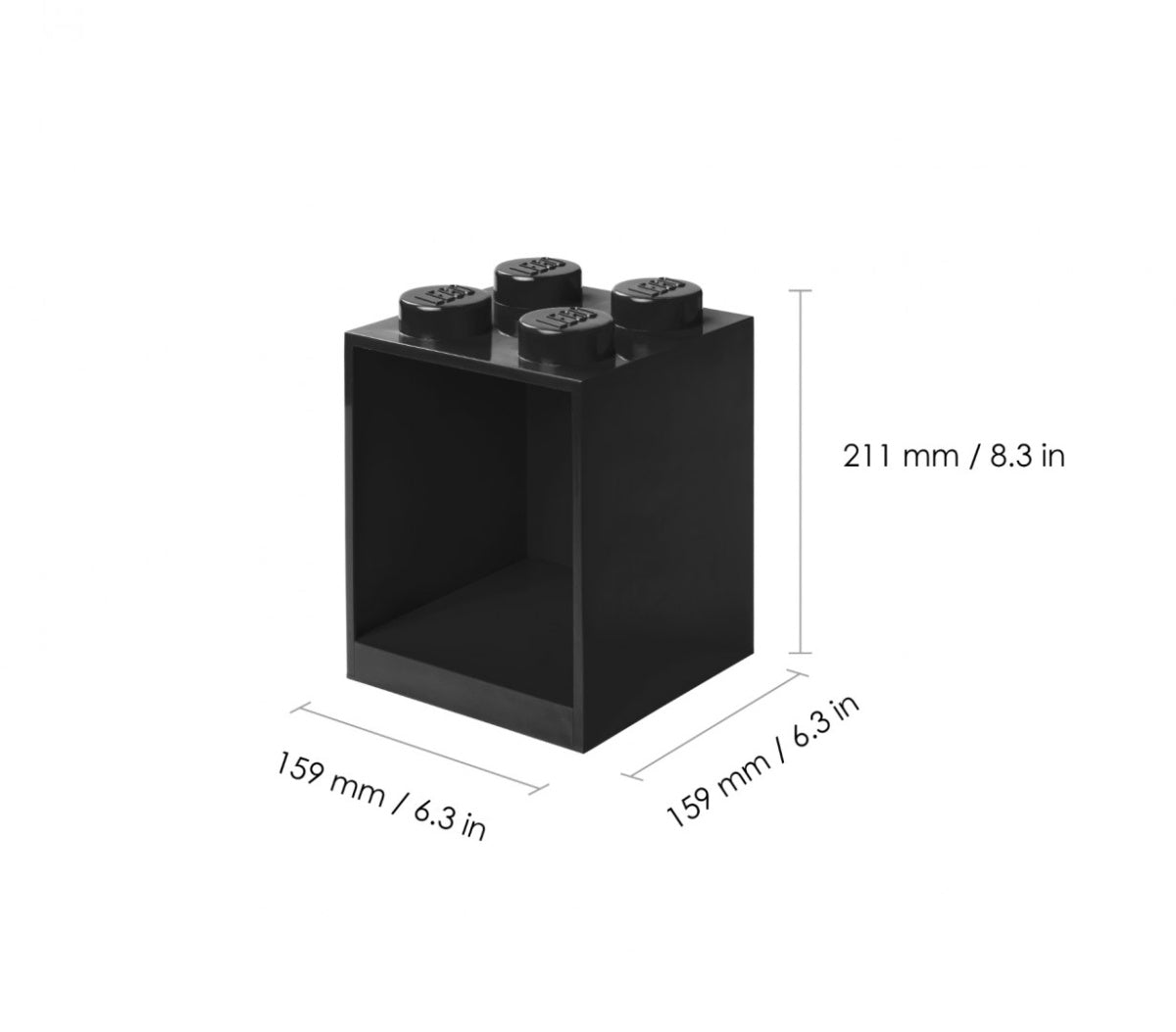 Półka LEGO Brick 4 czarna w kształcie klasycznej cegiełki LEGO do przechowywania i dekoracji