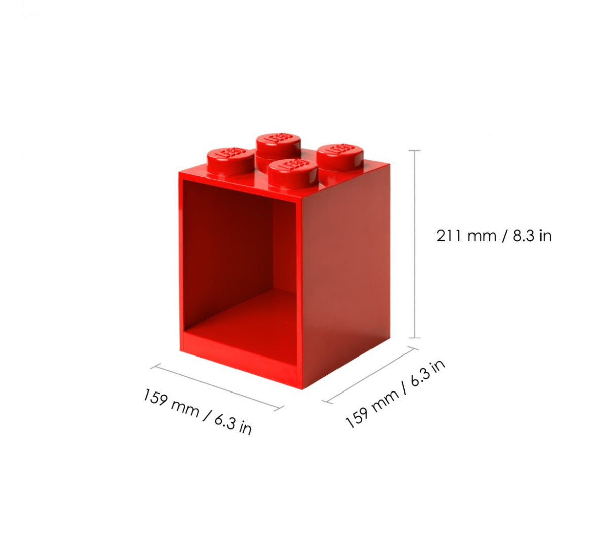 Czerwona półka LEGO Brick 4 w kształcie klocka do przechowywania i dekoracji pokoju dziecięcego