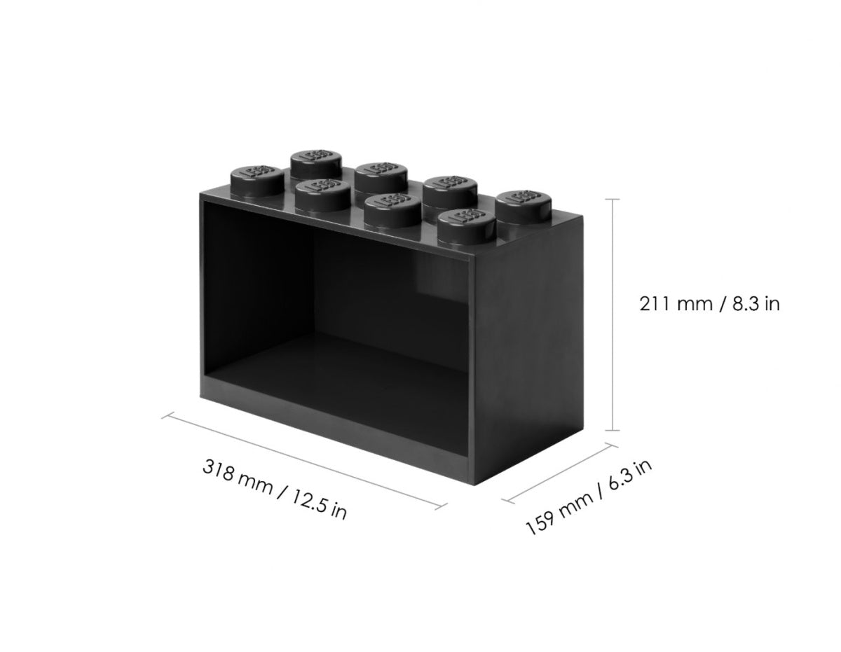 Czarna półka LEGO Brick 8 czarna w kształcie kostki LEGO o wymiarach 318x159x211 mm