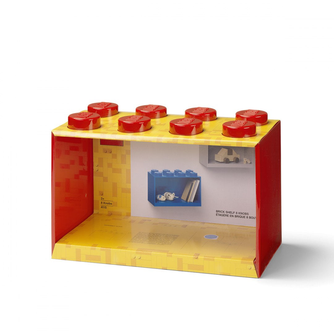 Czerwona półka LEGO Brick 8 czerwona w kształcie klocka LEGO do przechowywania zabawek i książek