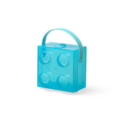Przezroczysty lunchbox LEGO dla dzieci w kształcie klocka z uchwytem do przenoszenia
