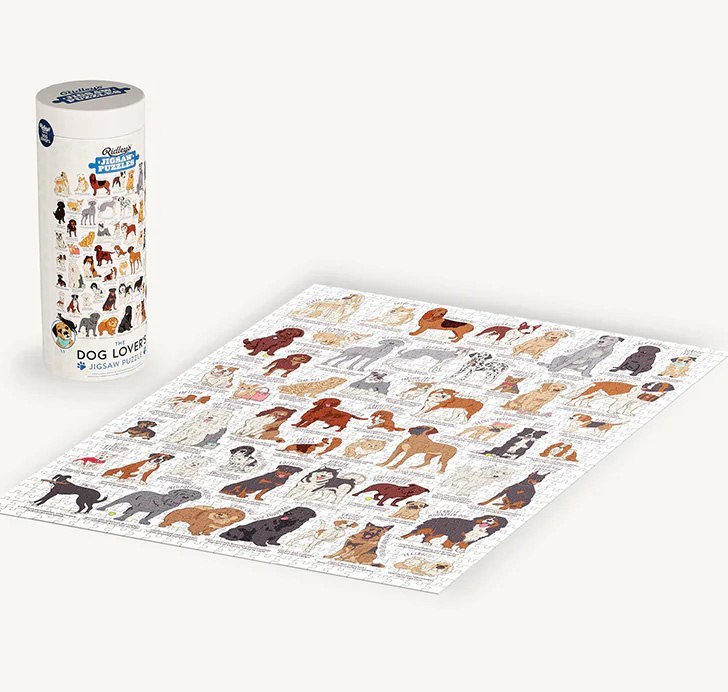 Puzzle dla miłośników psów 1000 elementów z różnymi rasami psów na jasnym tle
