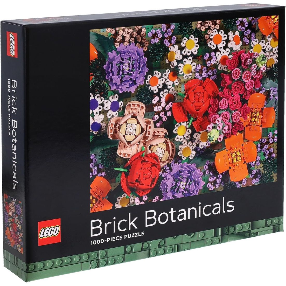 puzzle LEGO botanika 1000 elementów z kolorowymi kwiatami z klocków LEGO