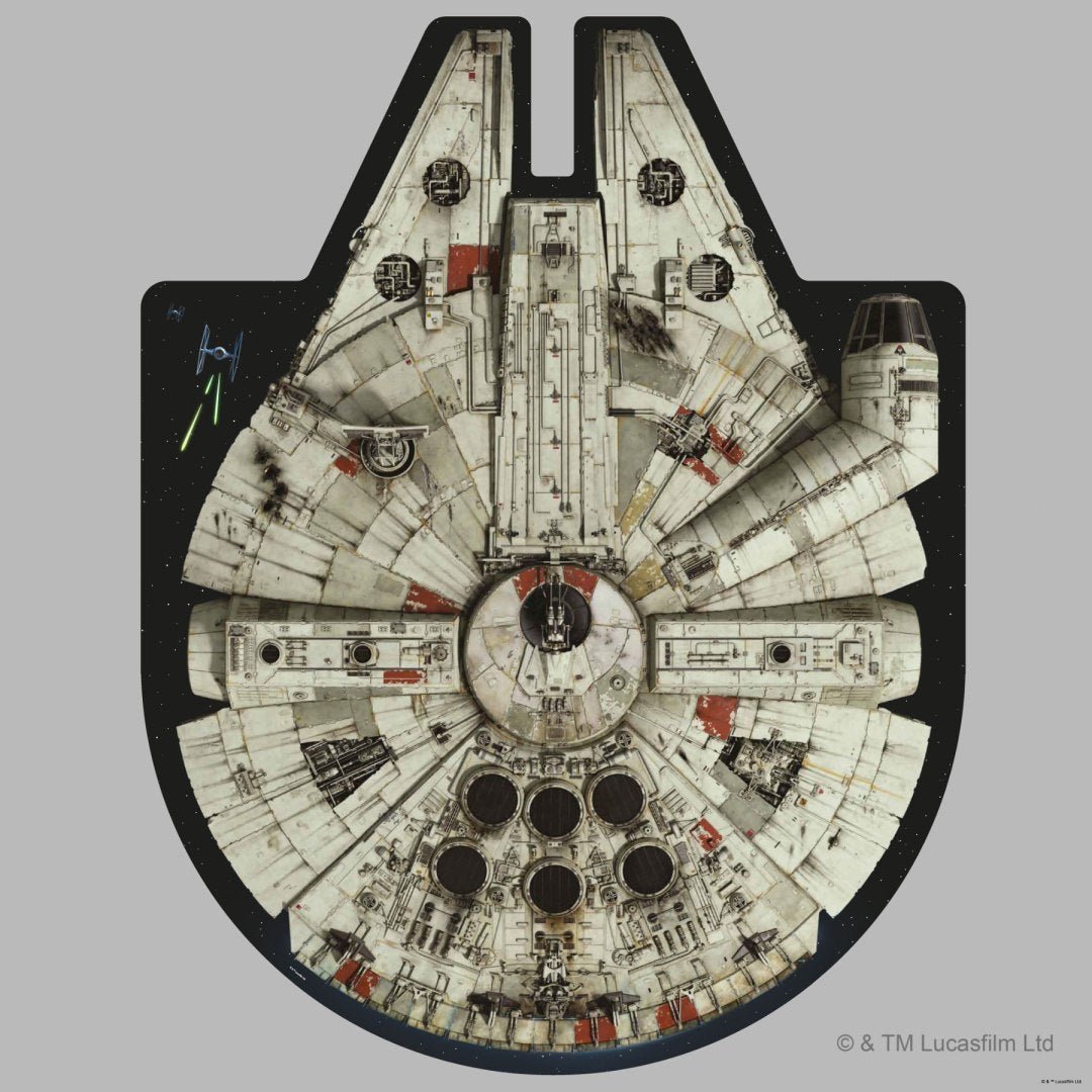 Puzzle Star Wars Millennium Falcon kształt statku kosmicznego z detalami w stylu Galison