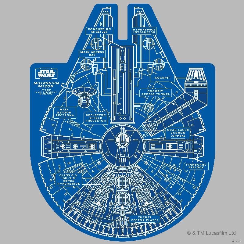 Puzzle Star Wars Millennium Falcon z planem technicznym statku kosmicznego Galison