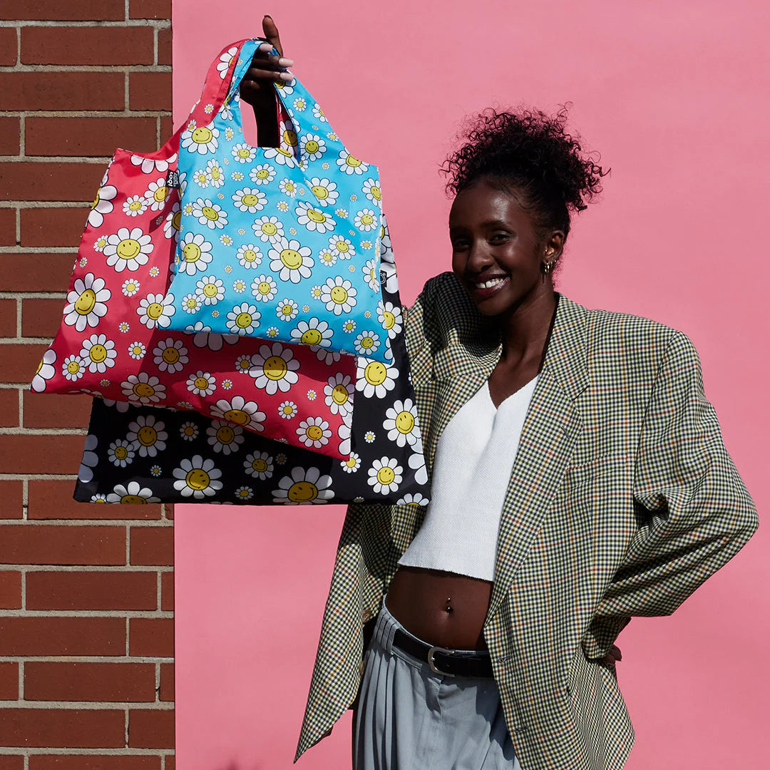 Torba LOQI Smiley – Flowers Blue