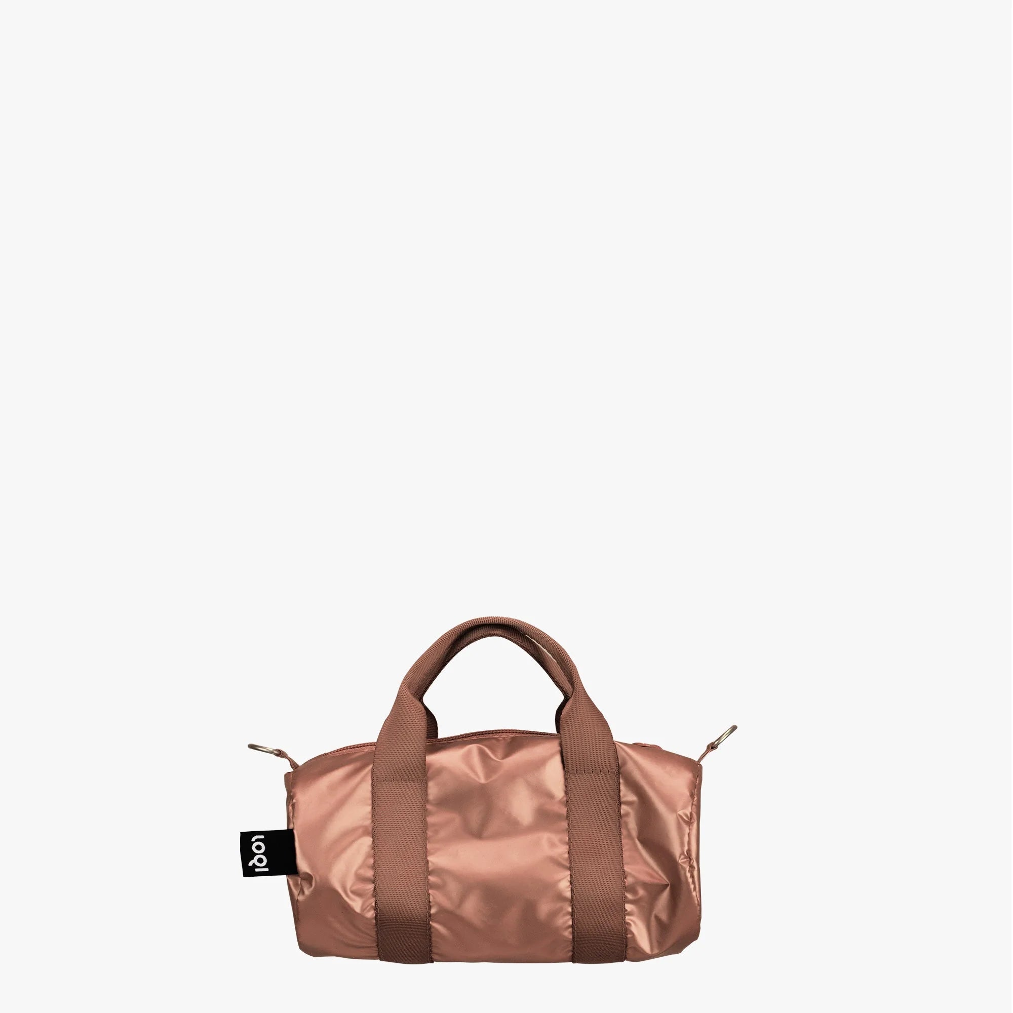Elegancka torba weekendowa metallic rose gold o kompaktowym designie idealna na krótkie wyjazdy
