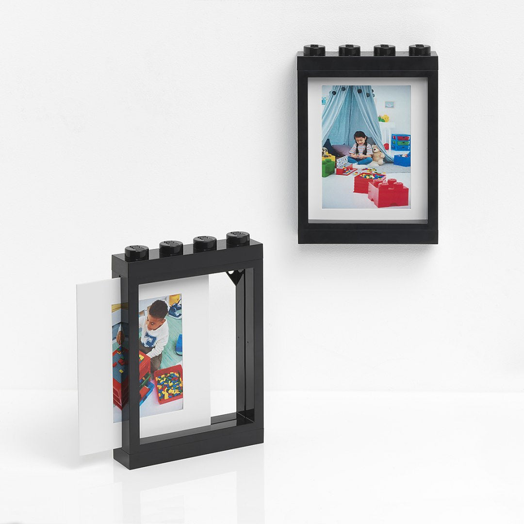 Czarna ramka LEGO na zdjęcia czarna w klockowym stylu do powieszenia i postawienia
