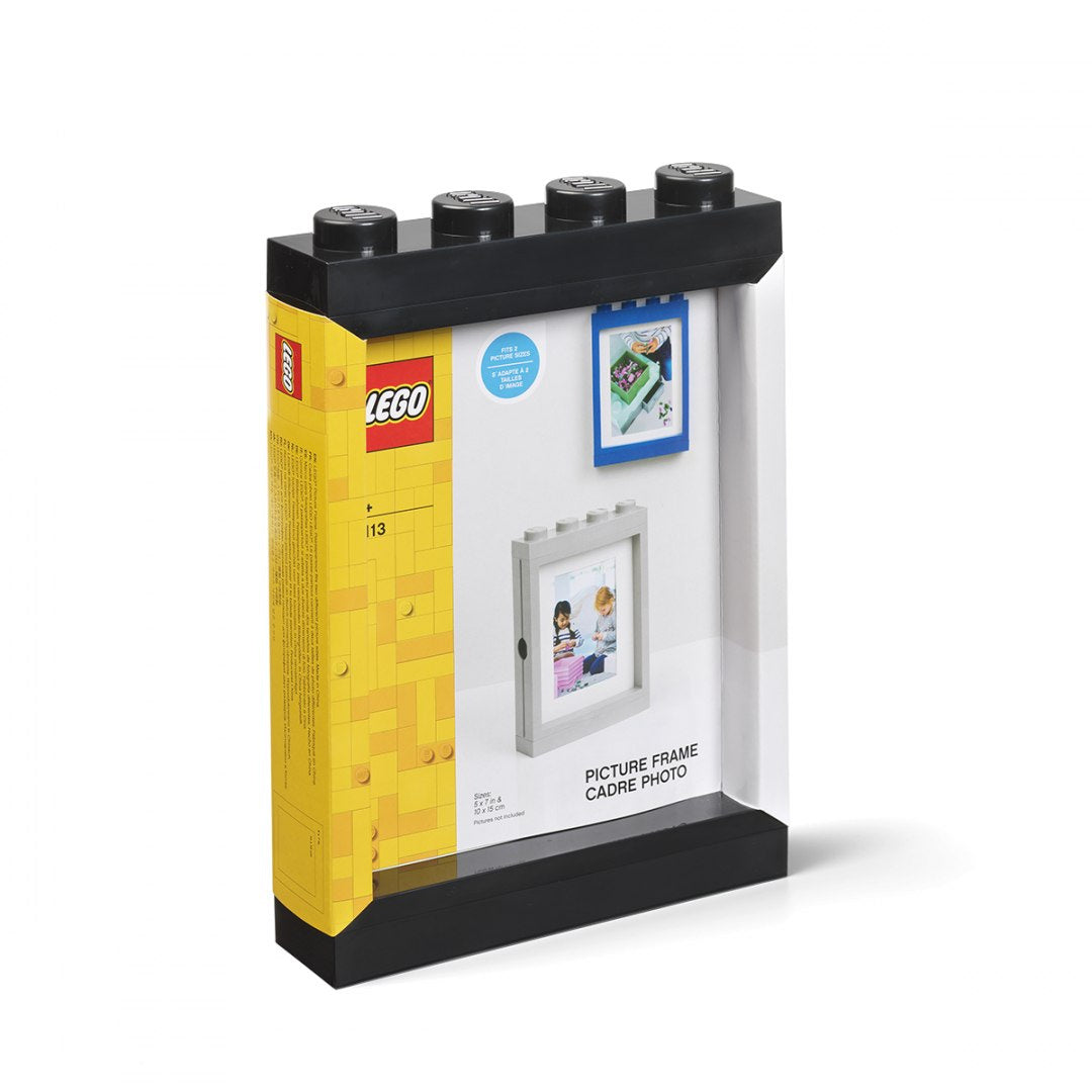 LEGO ramka na zdjęcia czarna w kształcie klocka z czarną obwódką idealna na pamiątki