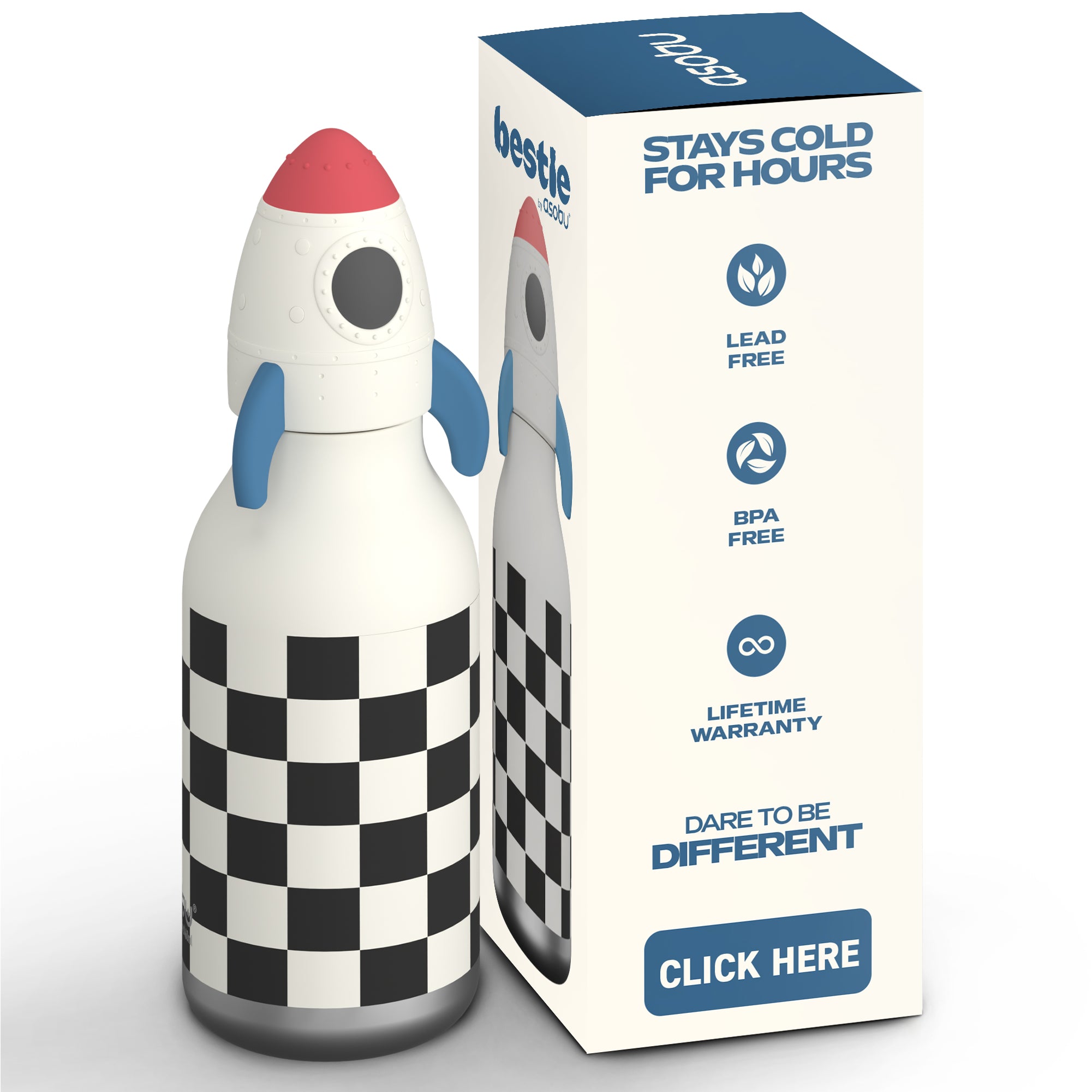 Butelka termiczna ze słomką Bestie Asobu – Rakieta 460 ml
