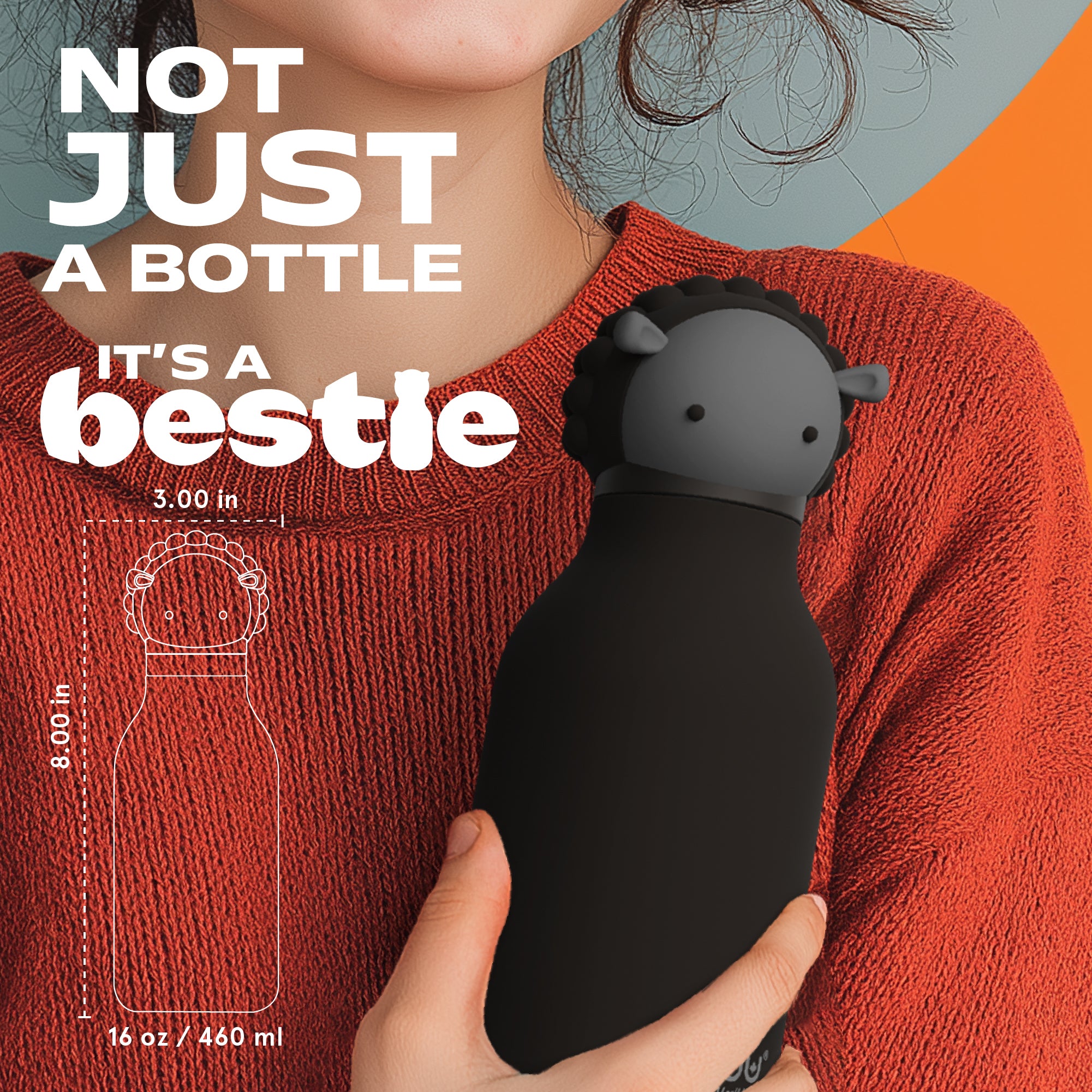 Thermal bottle with straw Bestie Asobu – Black Sheep 460 ml