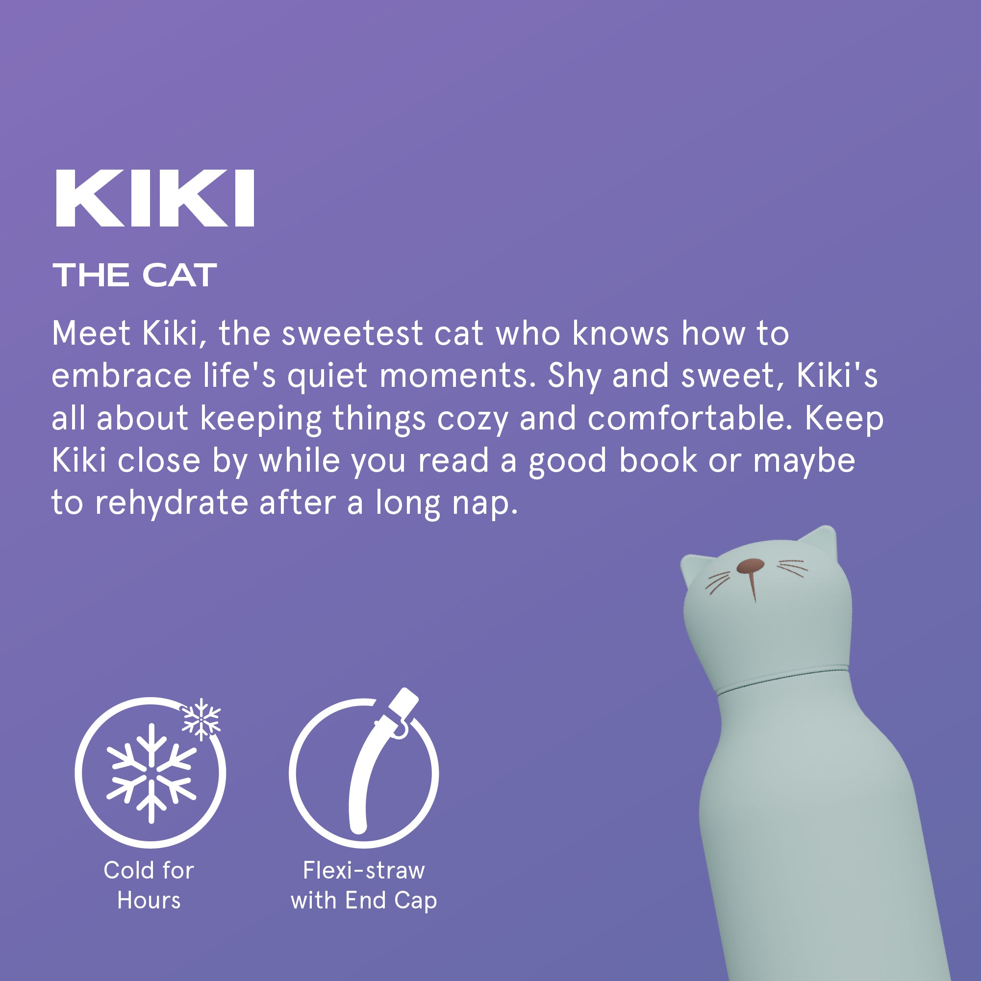 Butelka termiczna ze słomką Bestie Asobu – Kot 460 ml