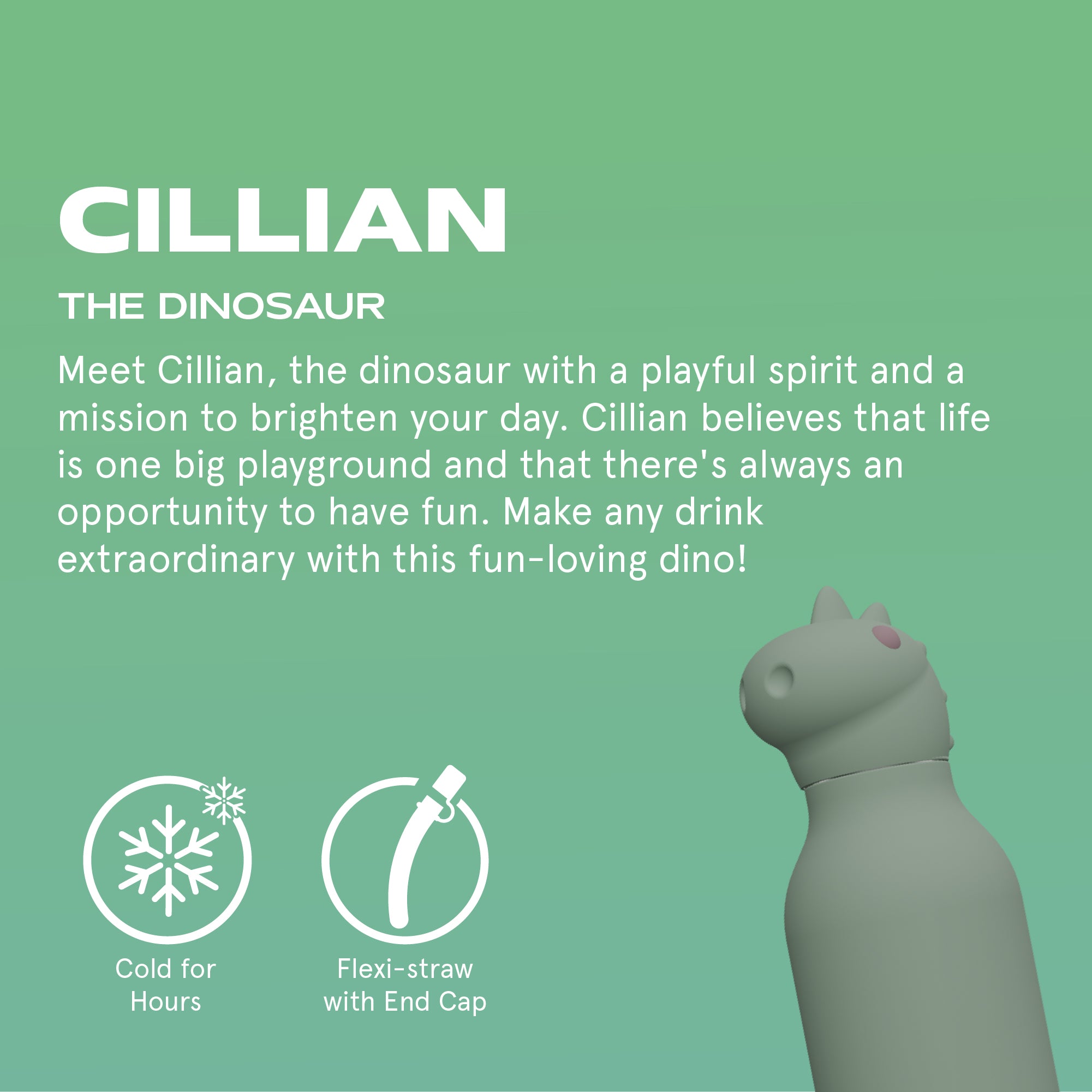 Butelka termiczna ze słomką Bestie Asobu – Dinozaur 460 ml