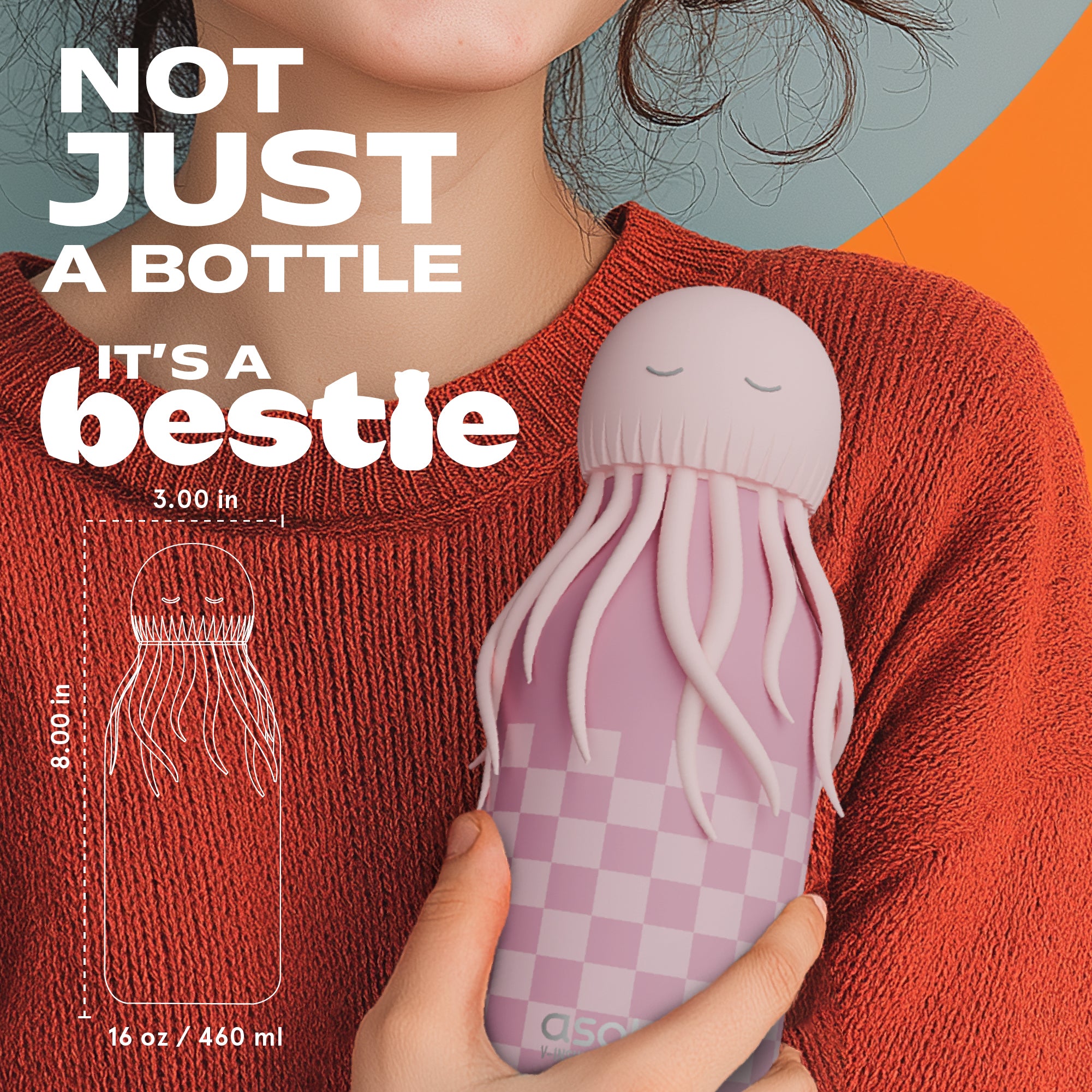 Butelka termiczna ze słomką Bestie Asobu – Meduza Różowa 460 ml