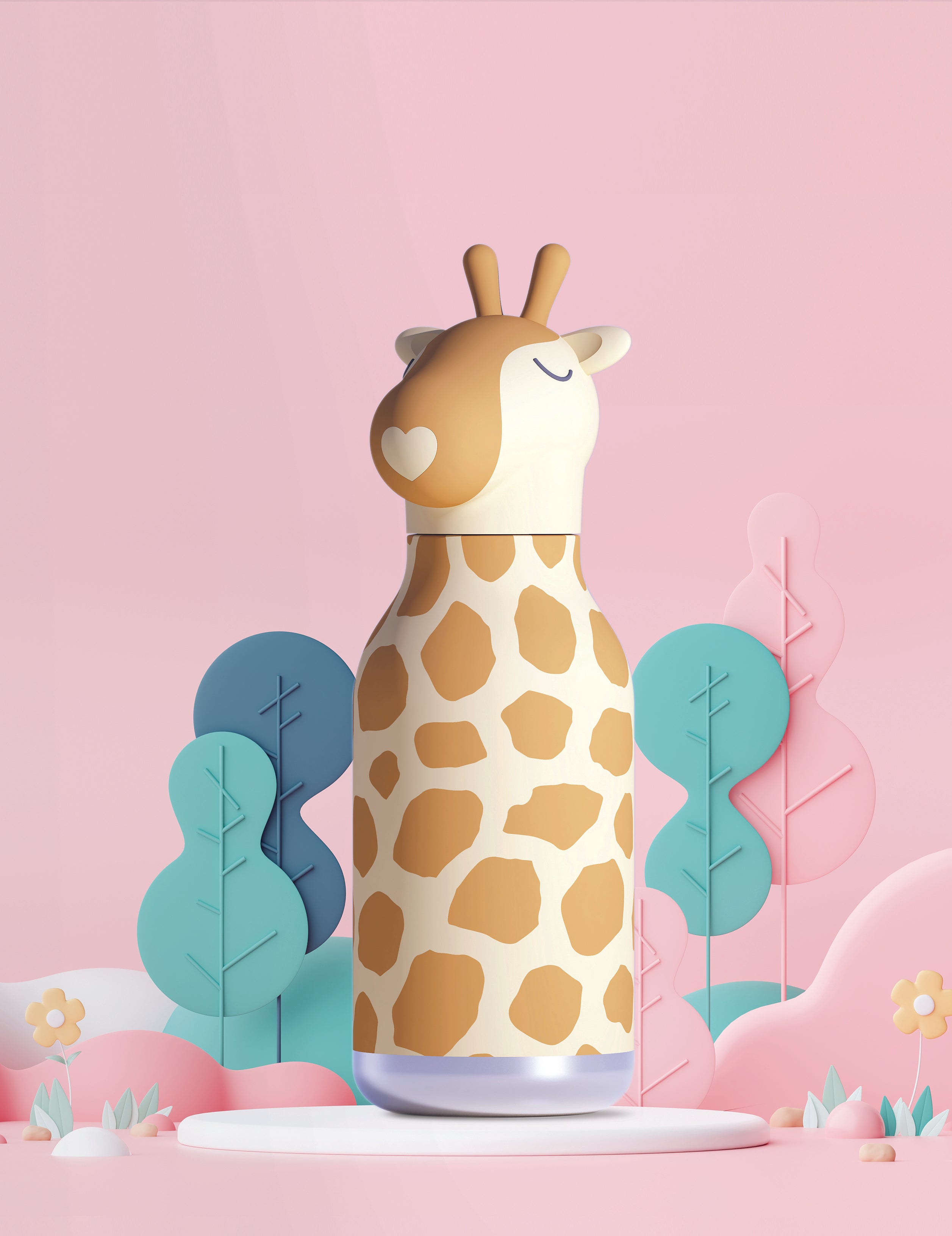 Butelka termiczna ze słomką Bestie Asobu – Żyrafa 460 ml