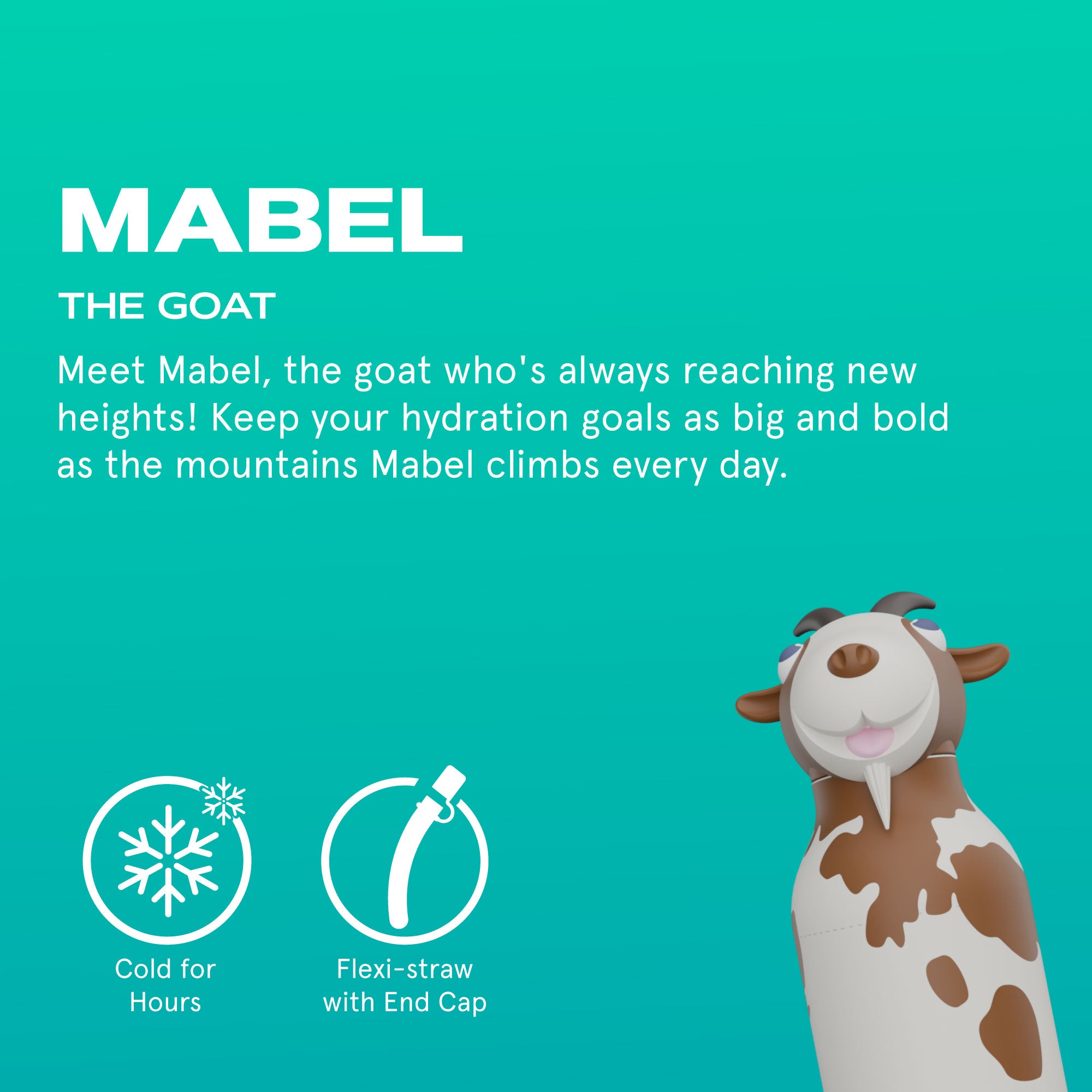 Butelka termiczna ze słomką Bestie Asobu – Koza 460 ml