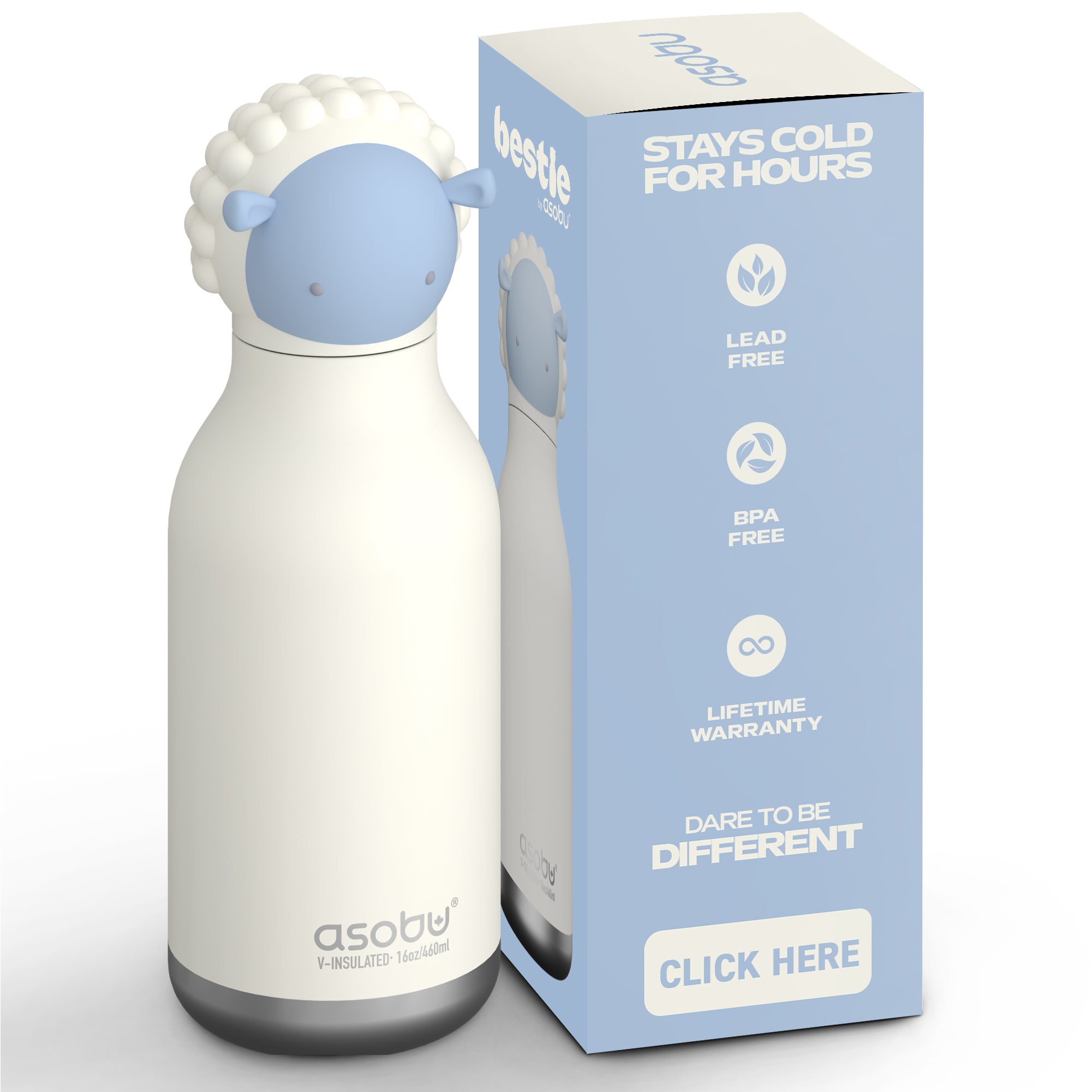 Butelka termiczna ze słomką Bestie Asobu – Owca 460 ml