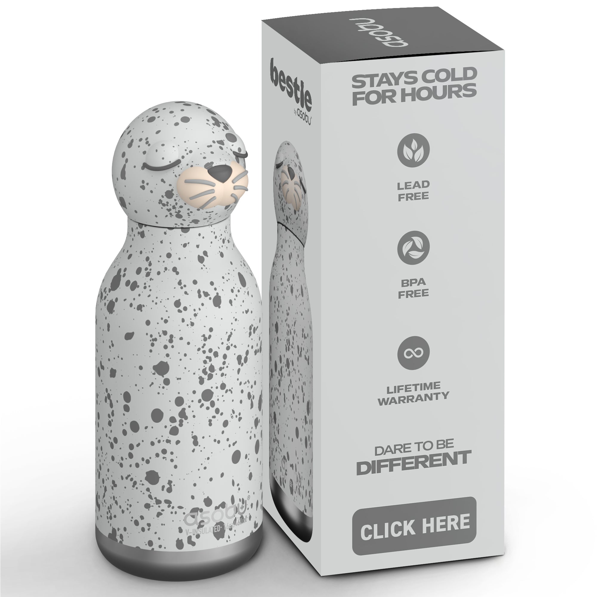 Butelka termiczna ze słomką Bestie Asobu – Foka 460 ml