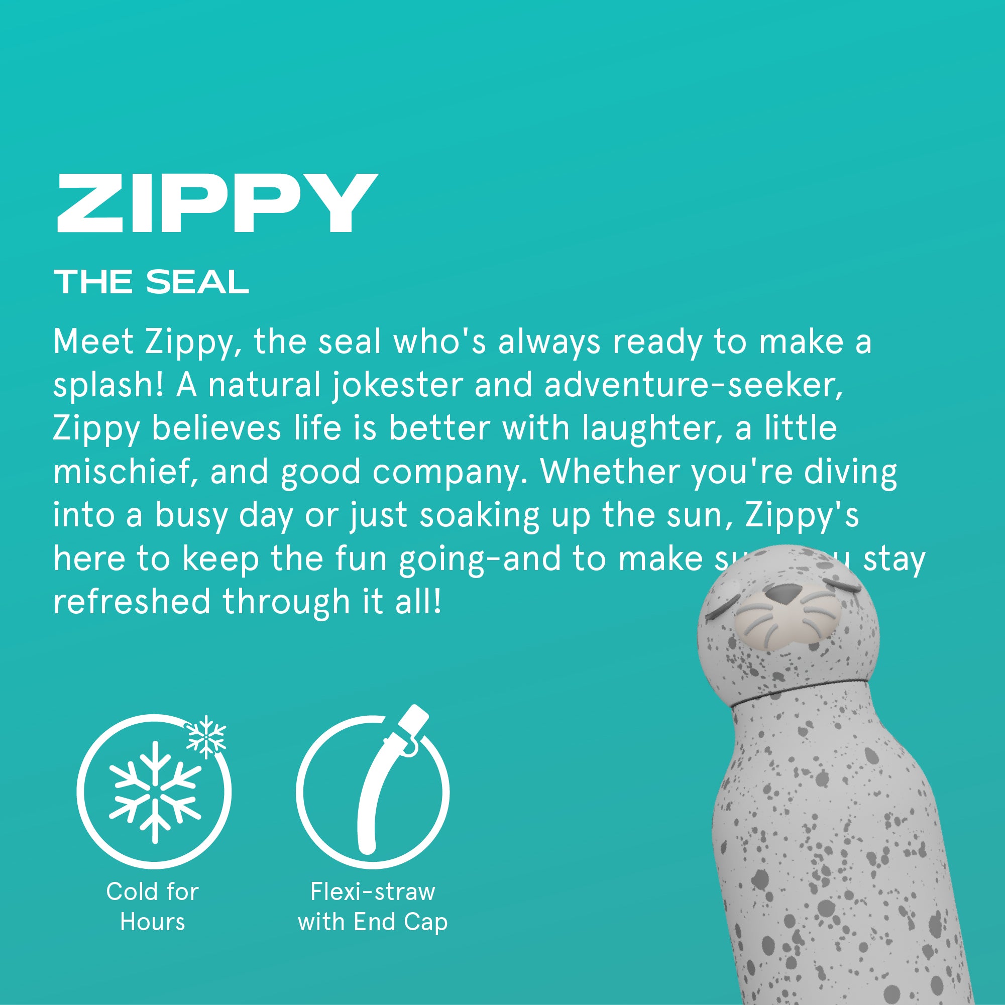 Butelka termiczna ze słomką Bestie Asobu – Foka 460 ml