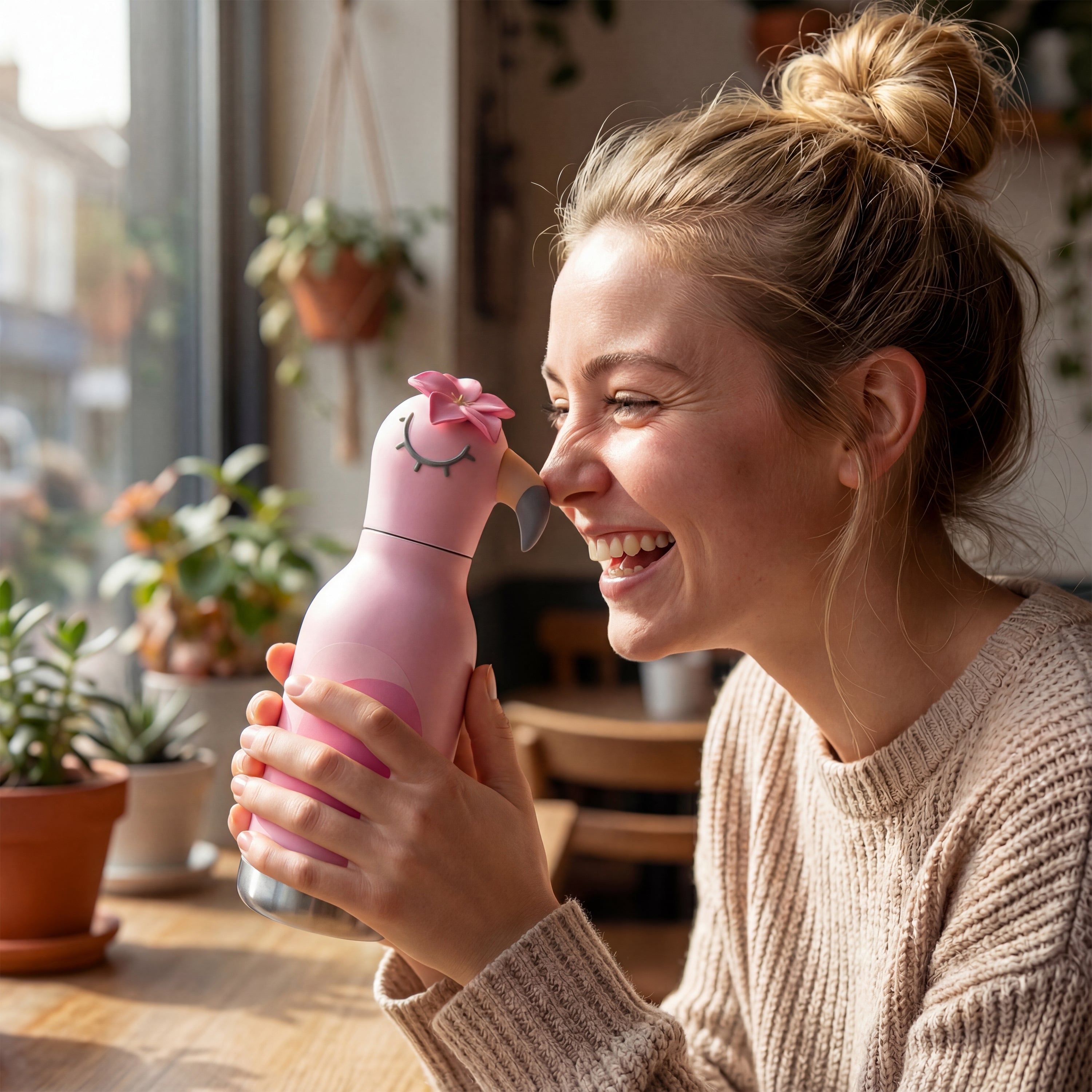 Butelka termiczna ze słomką Bestie Asobu – Flaming 460 ml