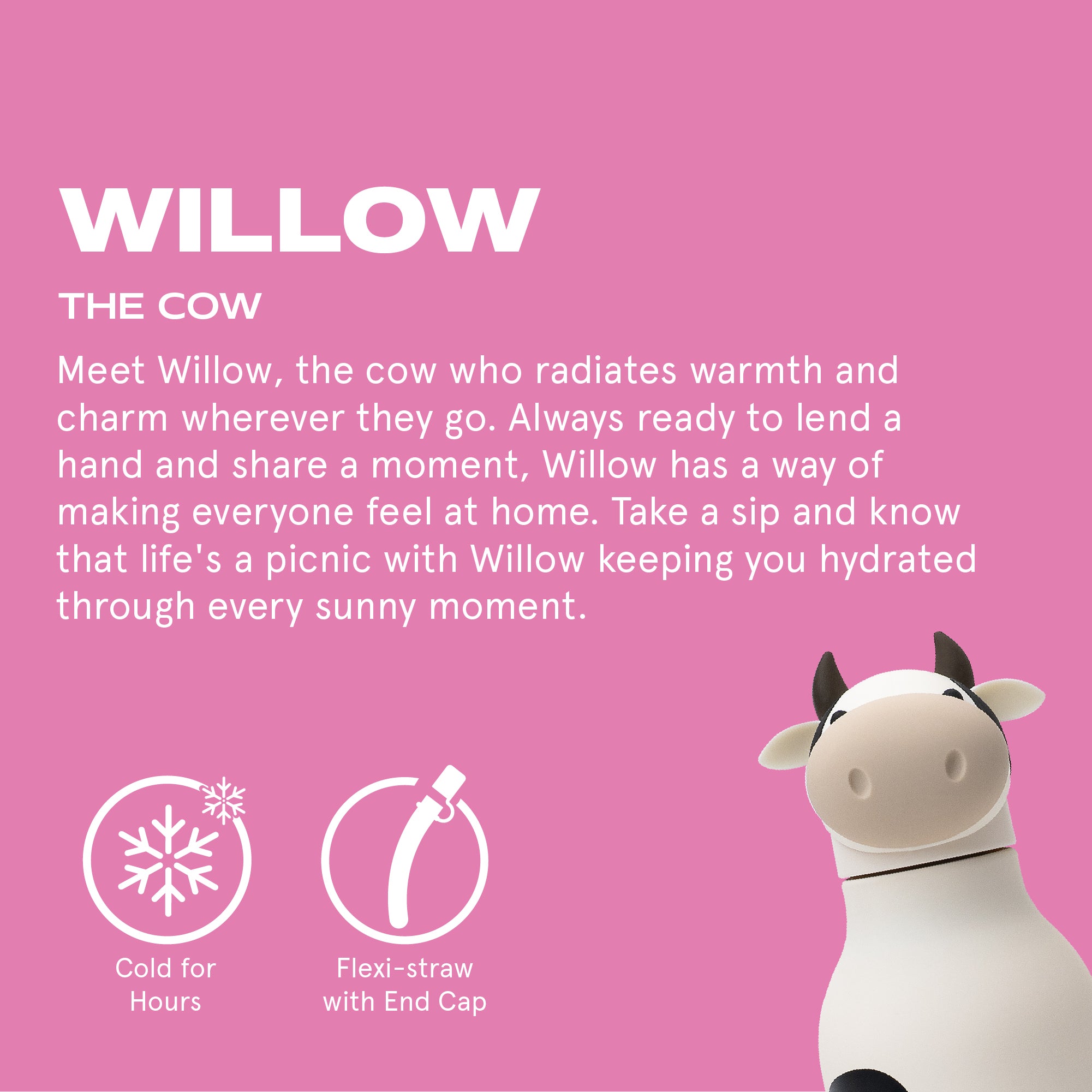 Butelka termiczna ze słomką Bestie Asobu – Krowa 460 ml