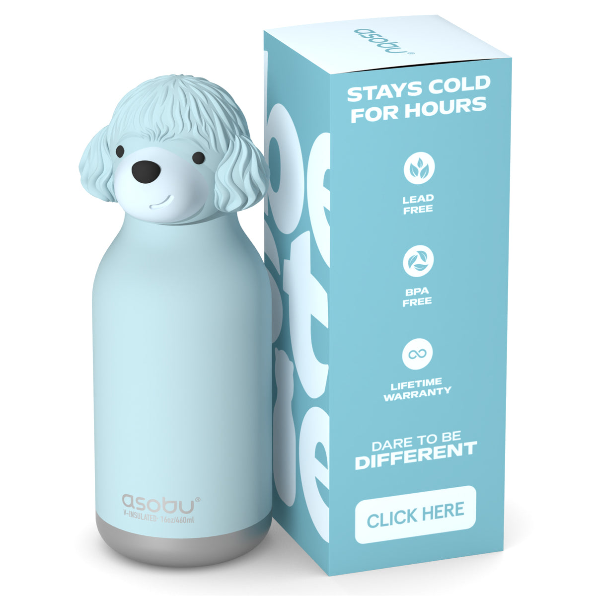 Thermal bottle with straw Bestie Asobu – Poodle 460 ml