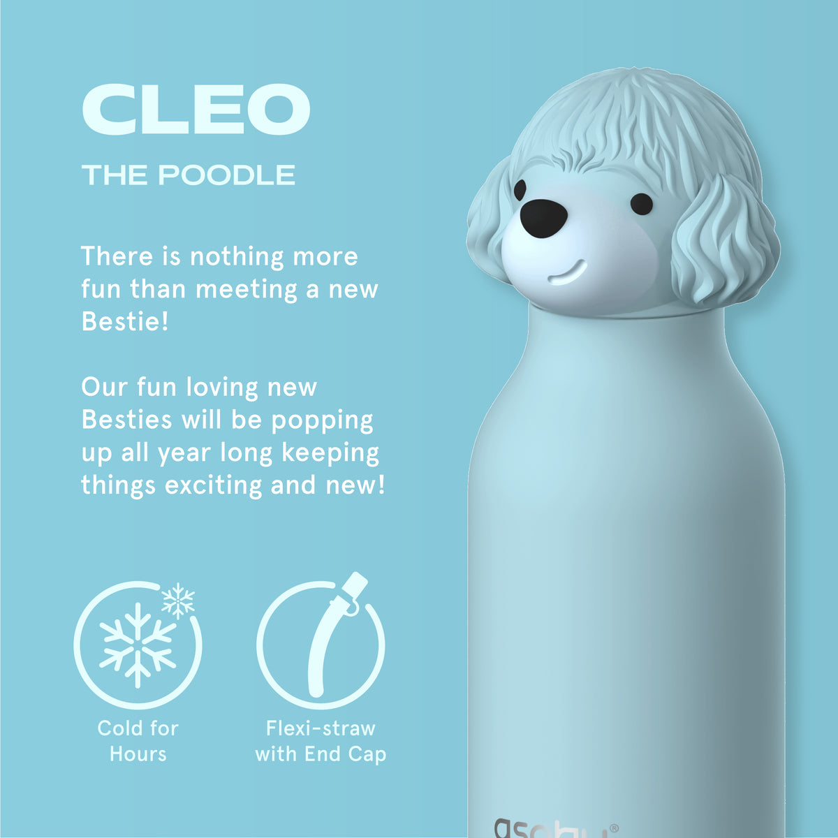 Thermal bottle with straw Bestie Asobu – Poodle 460 ml