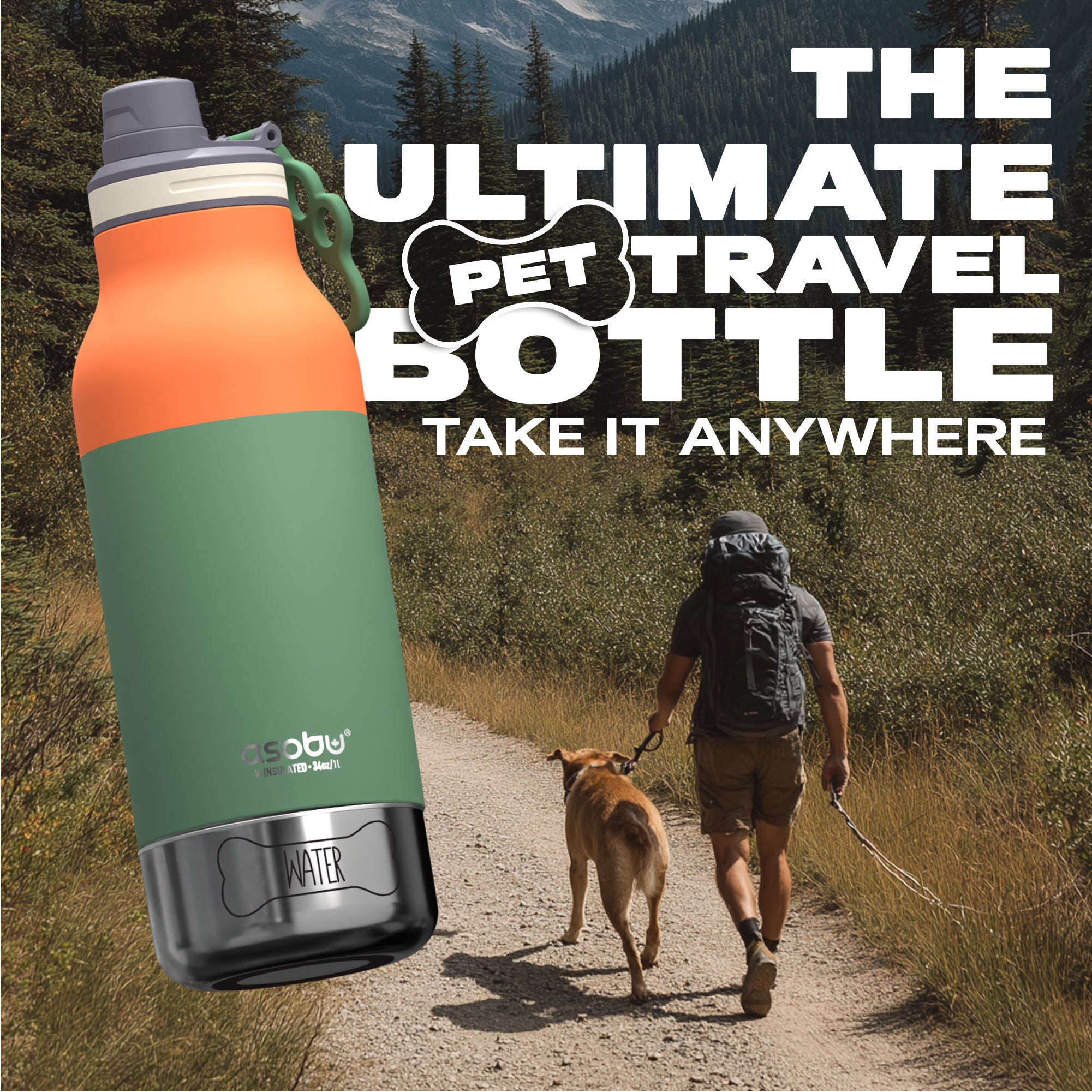 Butelka z miskami dla psa Buddy Asobu – pastel green 1 l