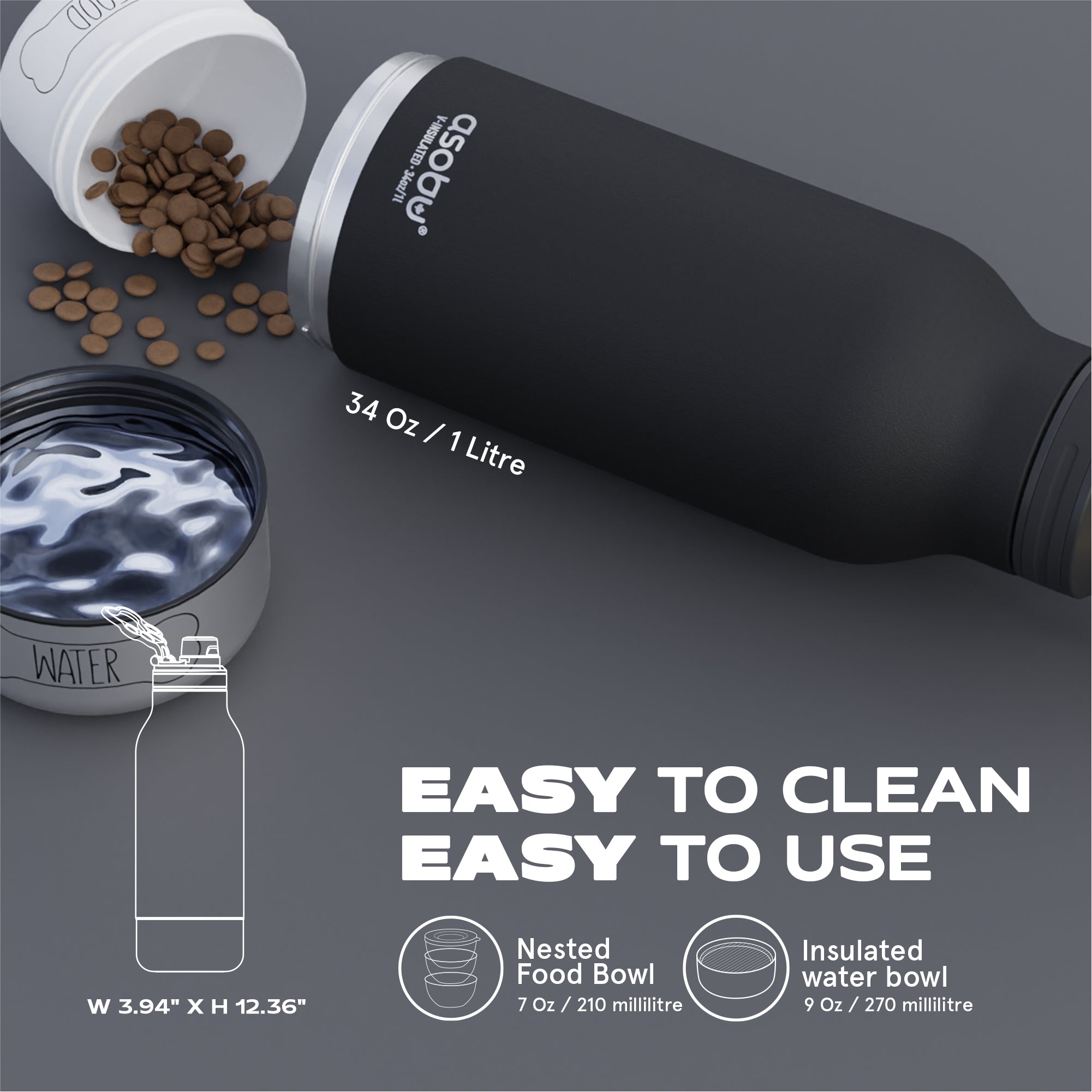 Butelka z miskami dla psa Buddy Asobu – pastel peach 1 l