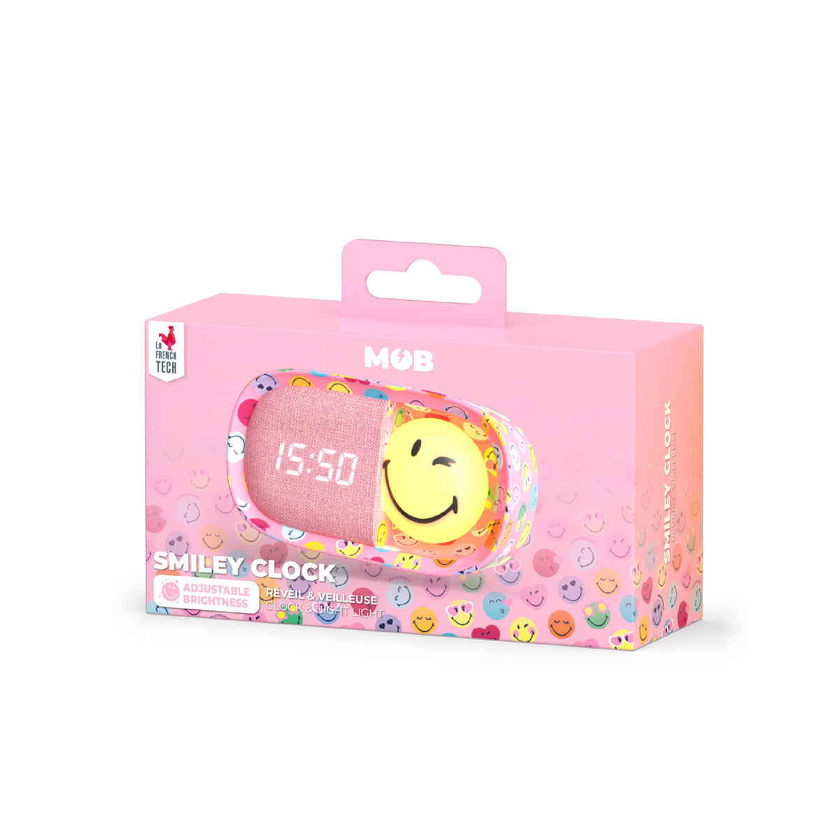 Alarm clock with lamp MOB Smiley World – pink