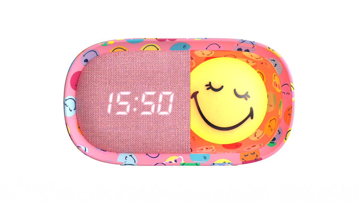 Alarm clock with lamp MOB Smiley World – pink