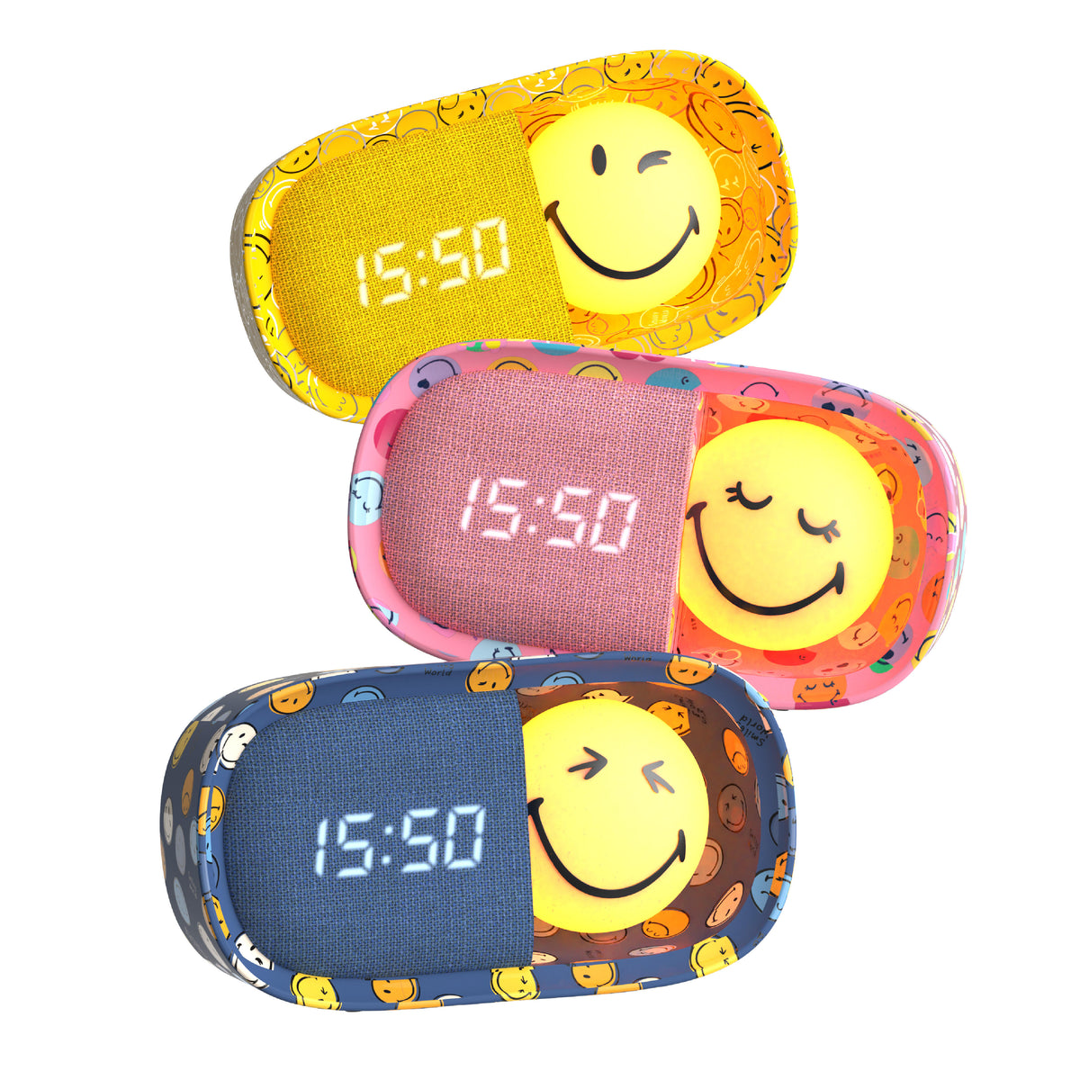 Alarm clock with lamp MOB Smiley World – pink