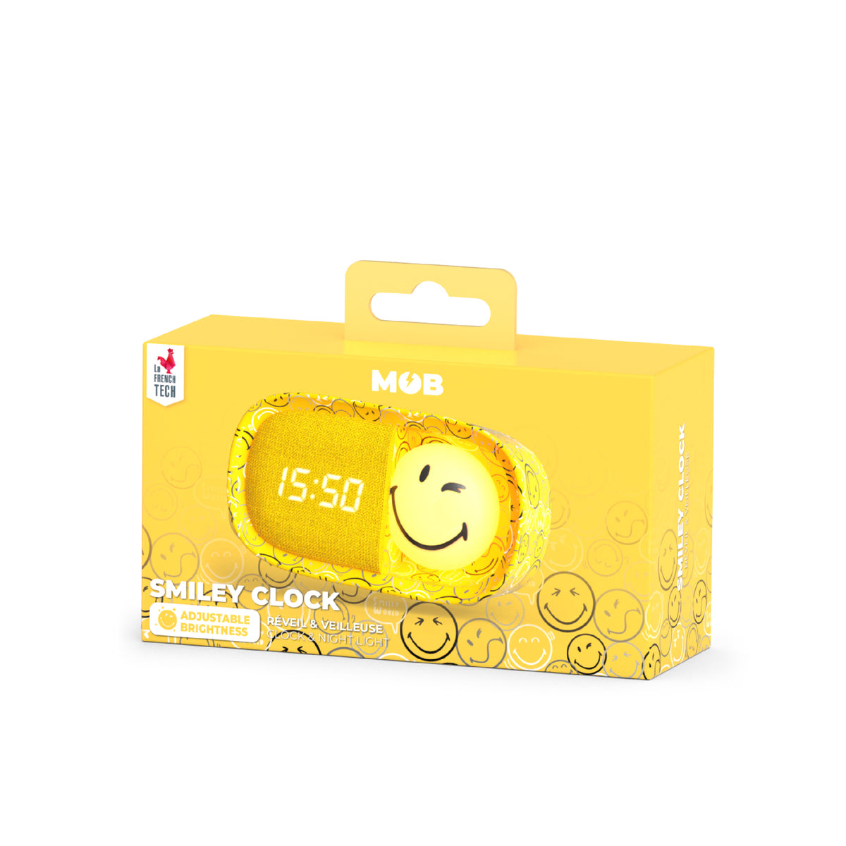 MOB Smiley World alarm clock – yellow