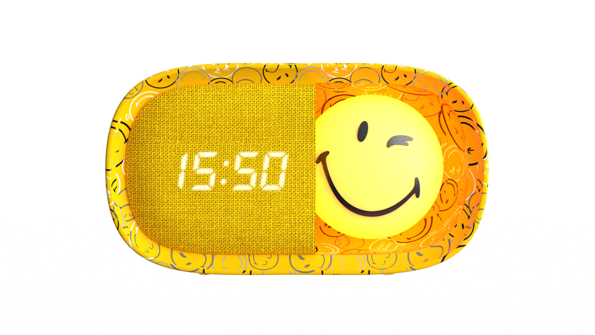 MOB Smiley World alarm clock – yellow