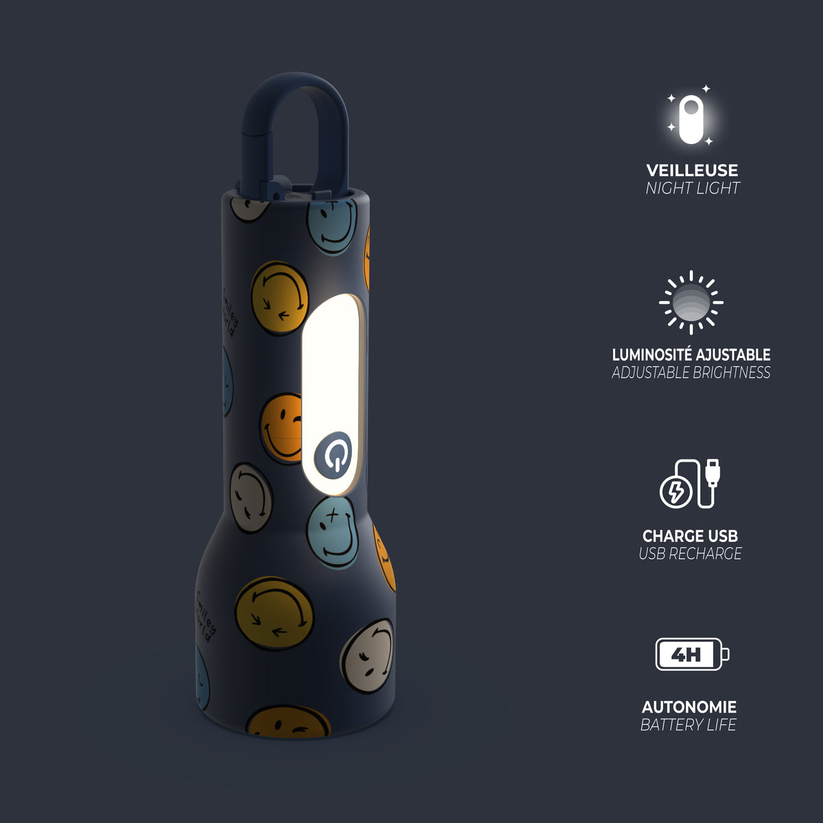 Children's flashlight Glowy MOB Smiley World – blue