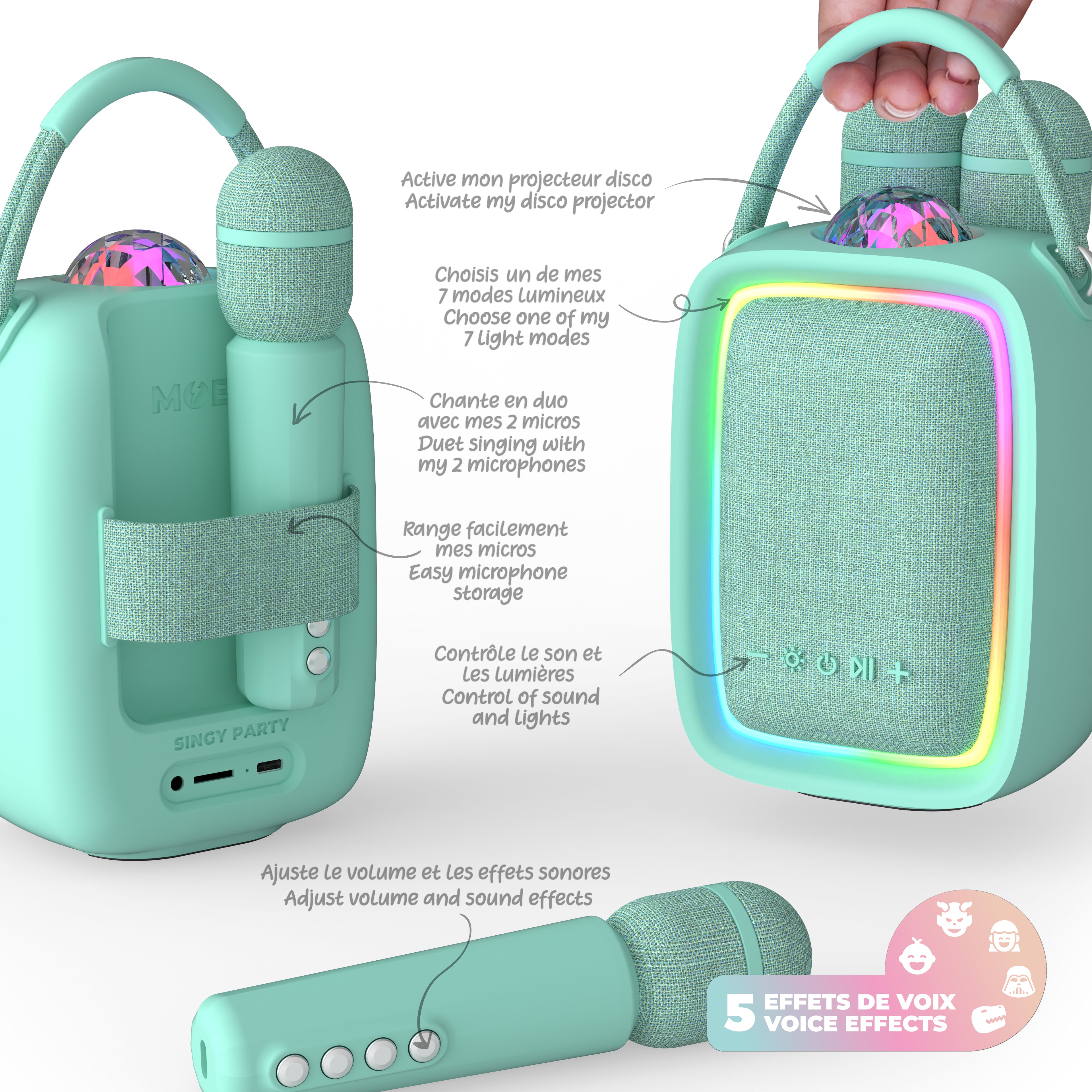 Zestaw karaoke MOB (2 mikrofony) – niebieski