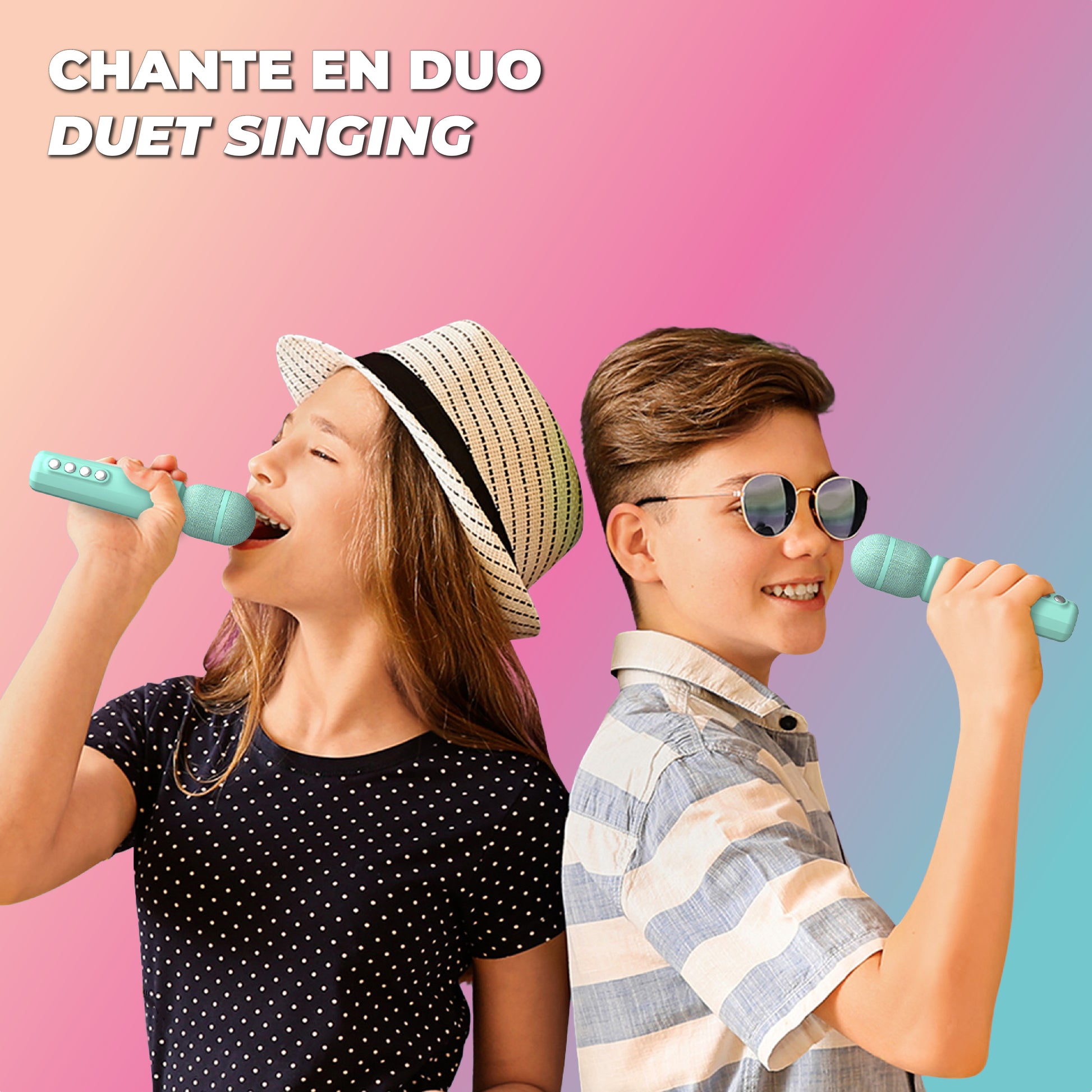 Zestaw karaoke MOB (2 mikrofony) – niebieski