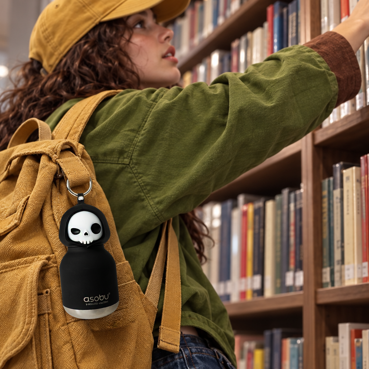 Thermal bottle with straw Mini Spookie Asobu – Skeleton 200 ml