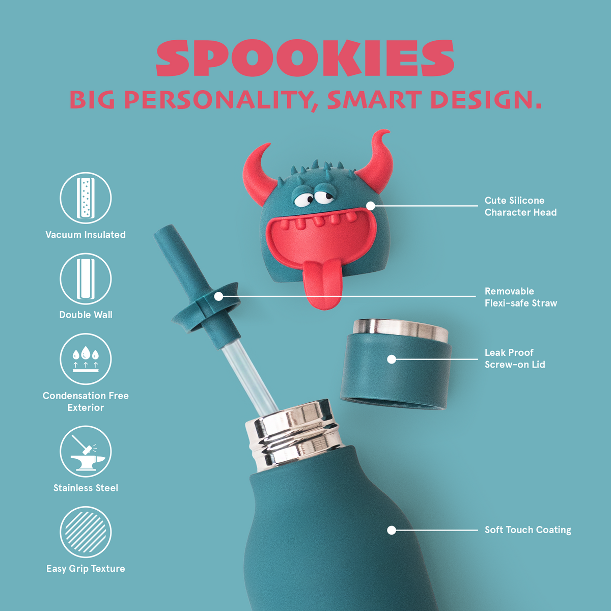 Spookie Asobu Thermal Bottle with Straw – Beast 460 ml