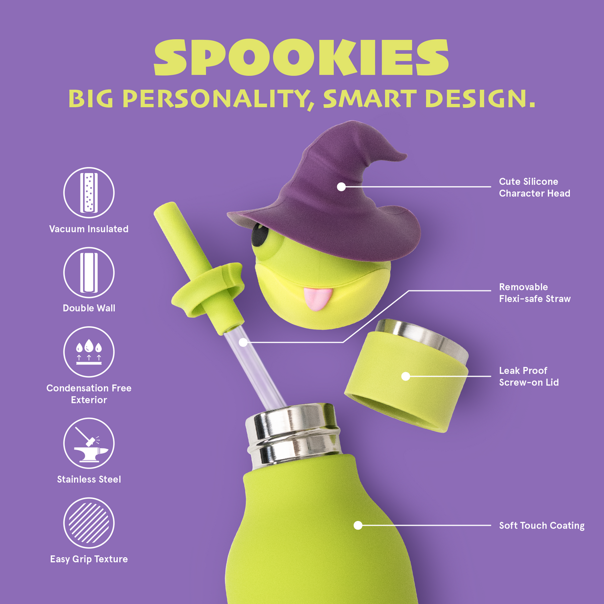 Spookie Asobu Thermal Bottle with Straw – Witch 460 ml