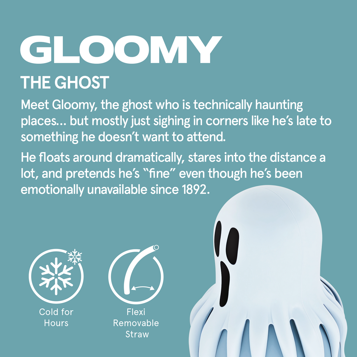 Thermal bottle with straw Maxi Spookie Asobu – Ghost 660 ml