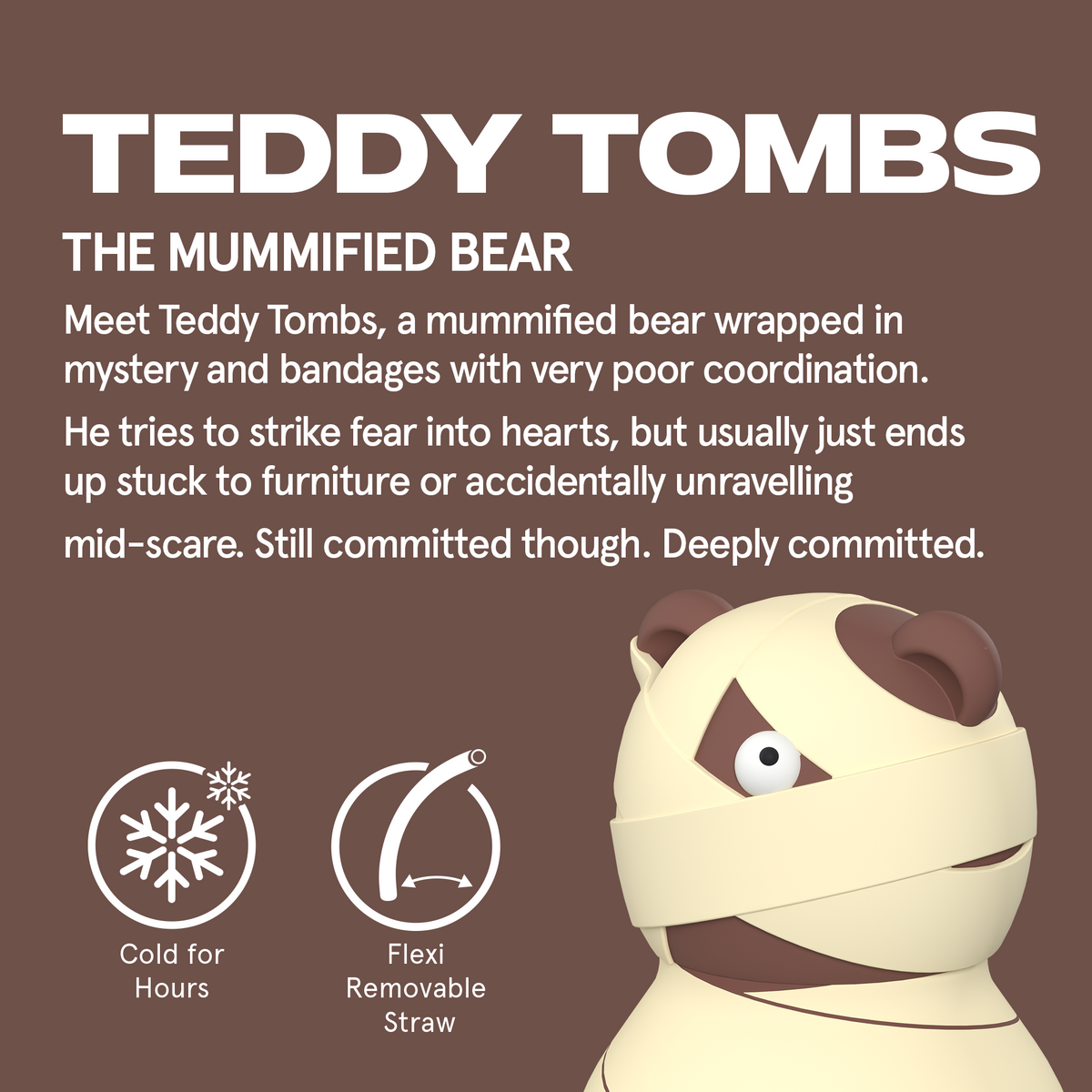 Thermal bottle with straw Maxi Spookie Asobu – Mummified Bear 660 ml