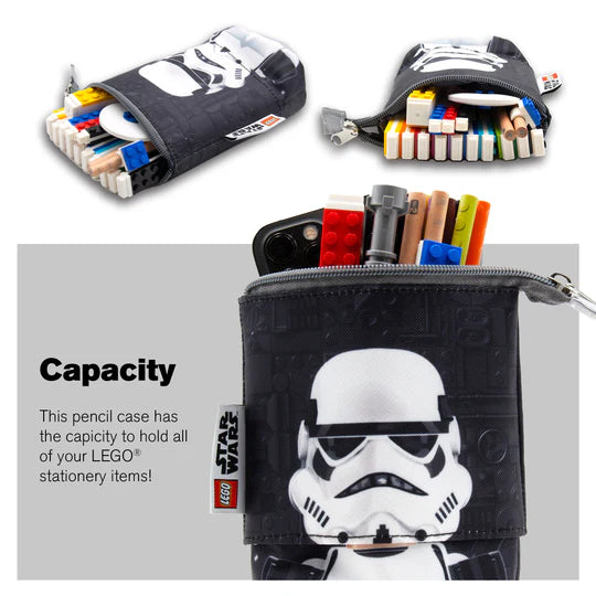 Czarny piórnik LEGO Star Wars Han Solo z motywem szturmowca na zamek błyskawiczny