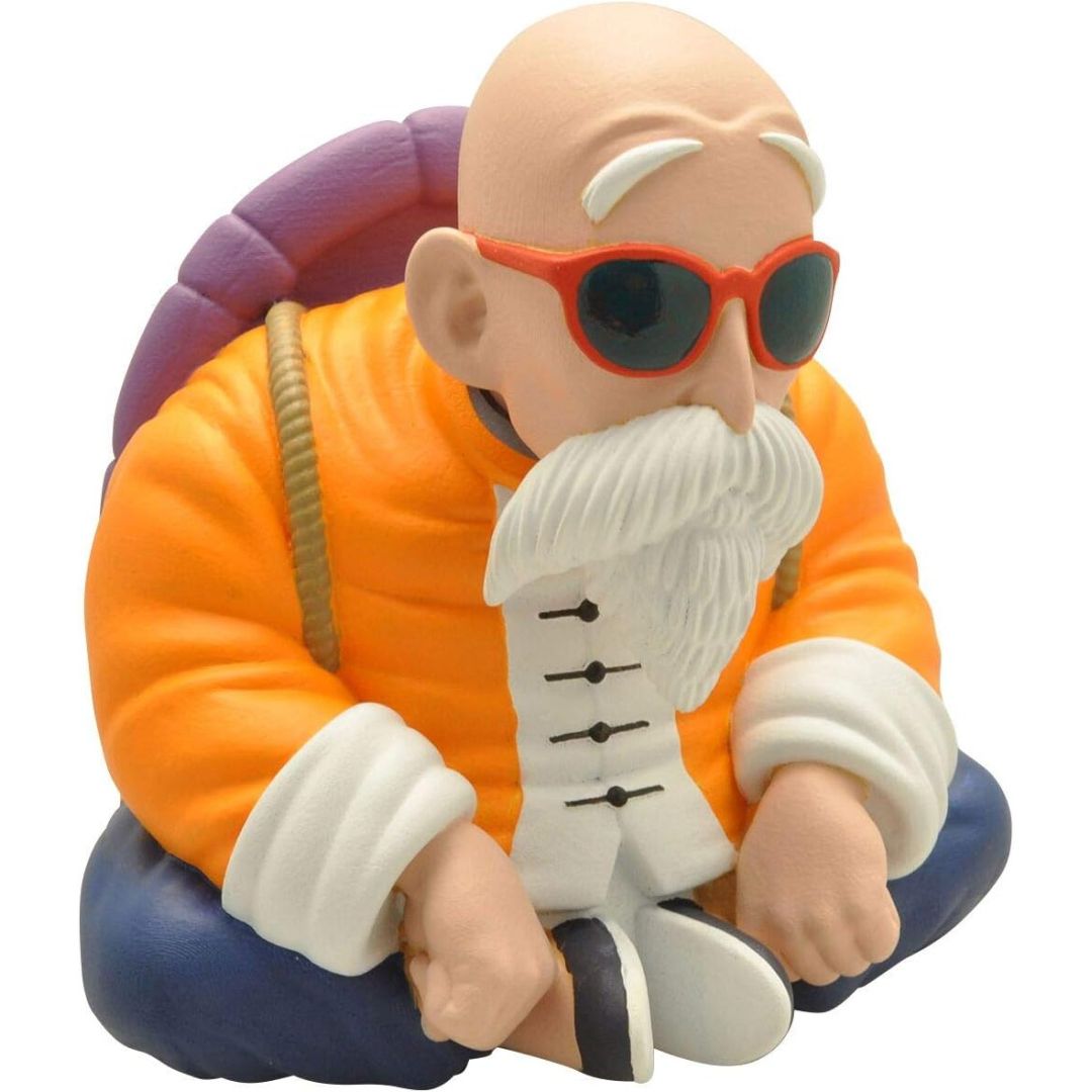 Plastoy skarbonka Dragon Ball Mistrz Roshi w pomarańczowej szacie i czerwonych okularach przeciwsłonecznych