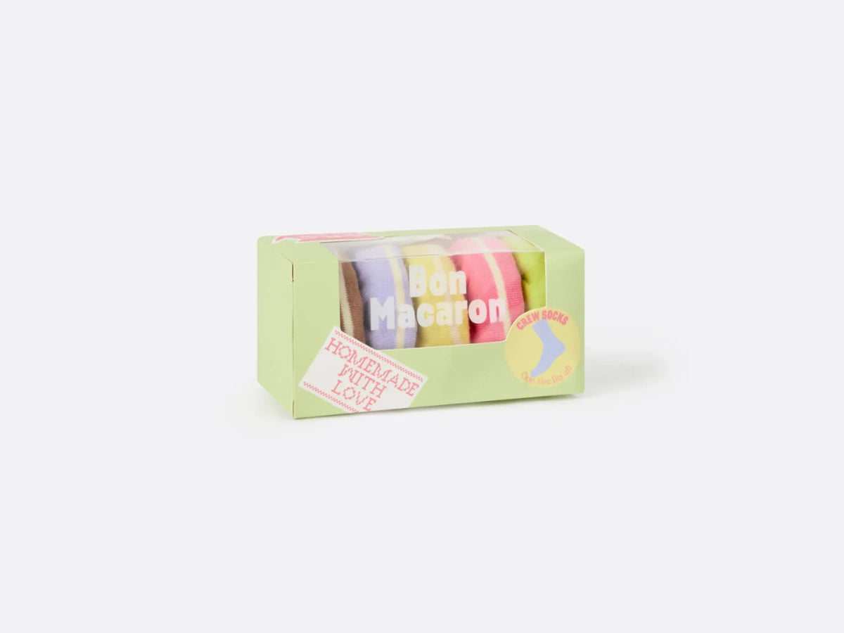 Zestaw kolorowych skarpetek Bon Macaron w zielonym opakowaniu od WABOBA AB