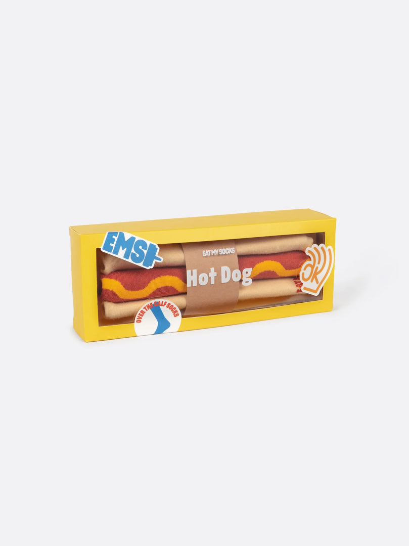 Kolorowe skarpetki hot dog w opakowaniu prezentowym firmy WABOBA AB