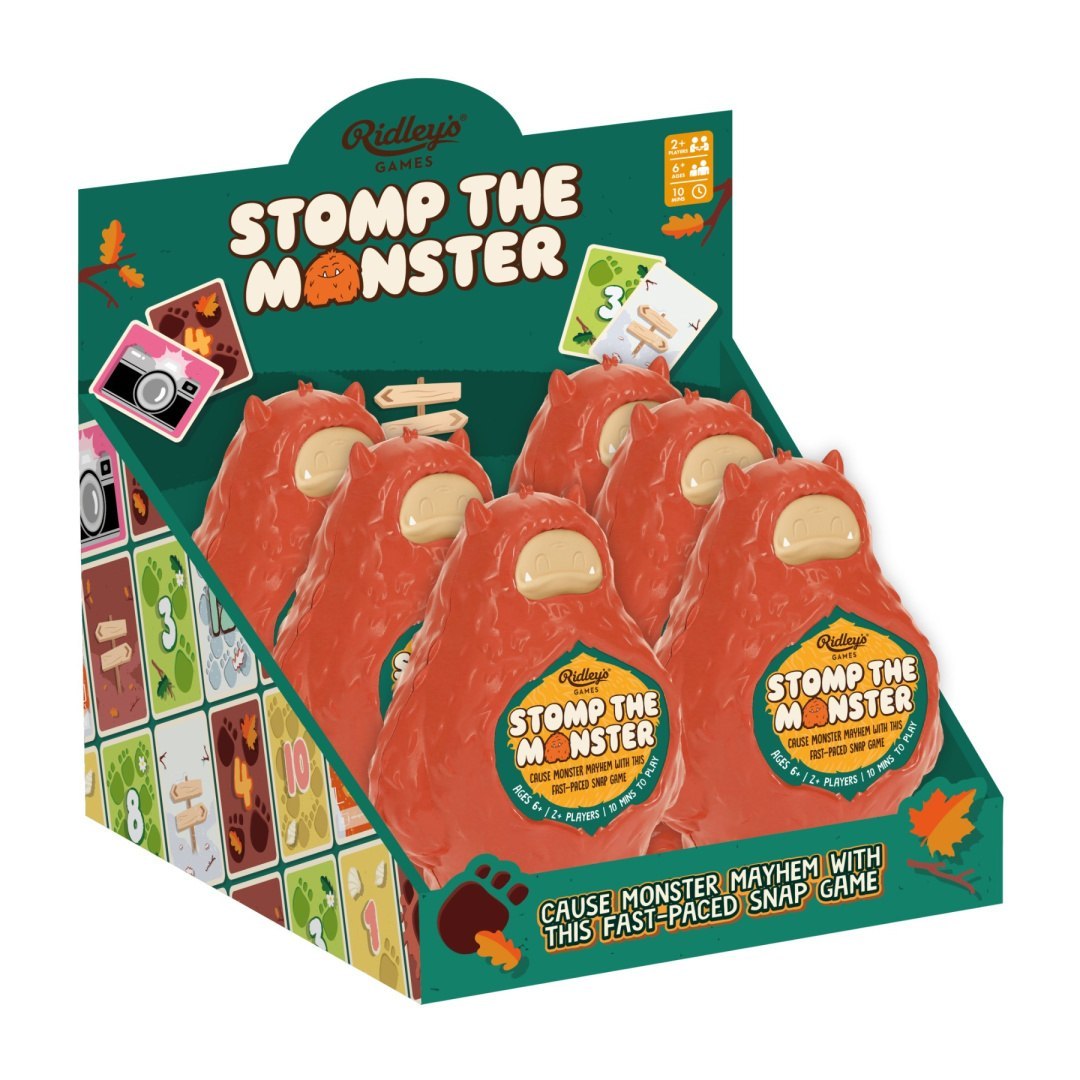 Gra planszowa Stomp the Monster od BV Jacob Company z czerwonymi potworami i kartami do szybkiej zabawy